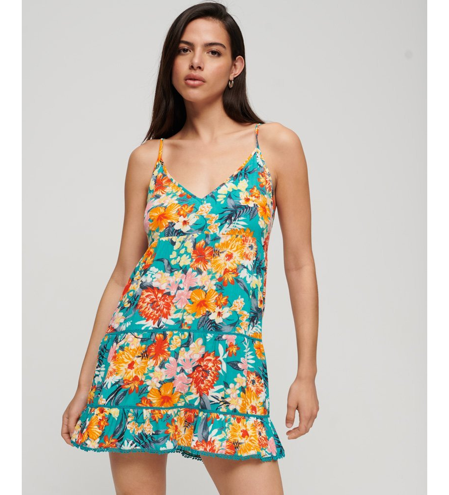 Superdry für Damen. W8011670A Mehrfarbiges Strand-Minikleid (M), Lässig, Viskose, Ärmellos / Hosenträger