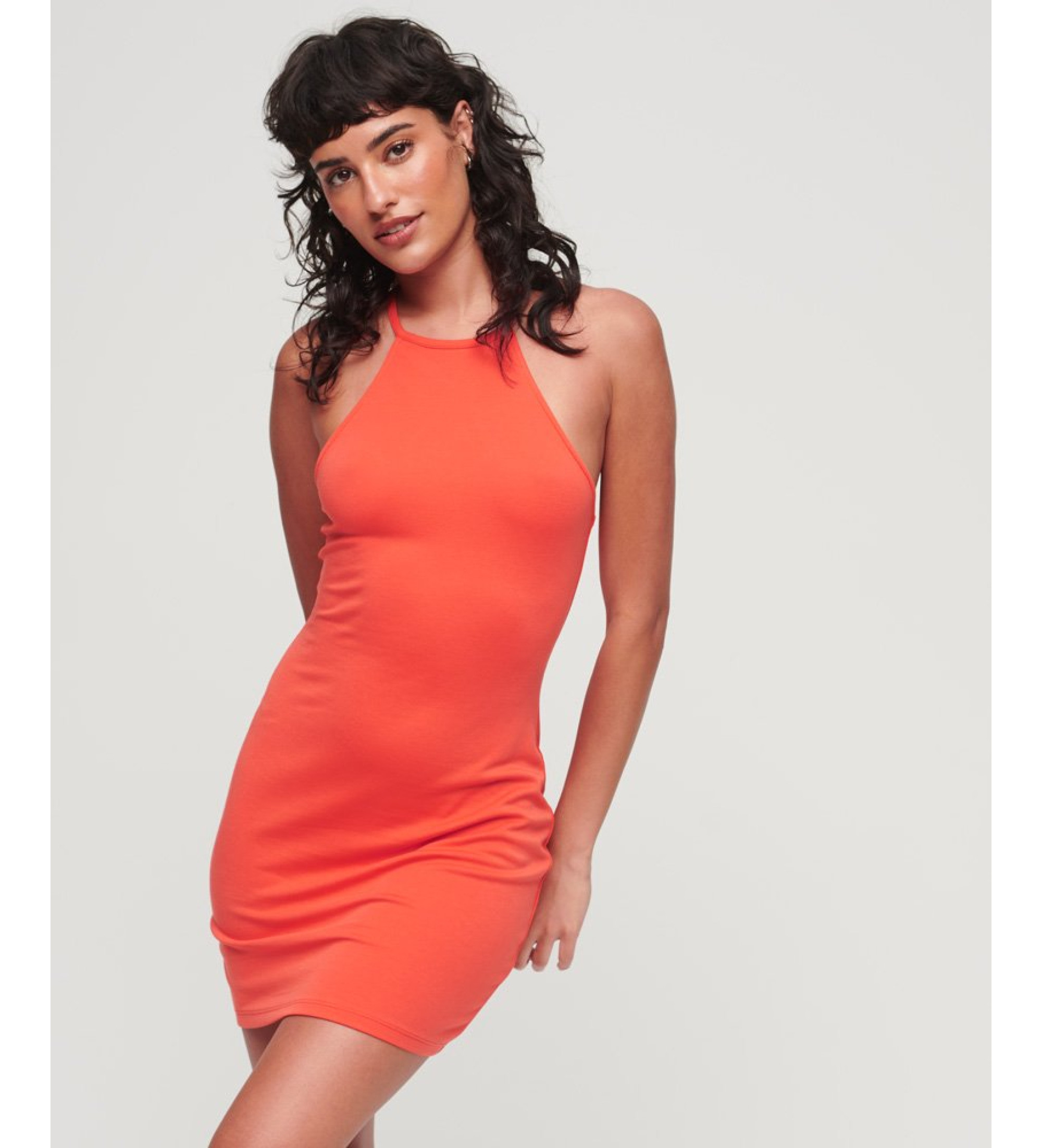 Superdry für Damen. W8011537A Olympisches Rücken-Minikleid orange (S), Lässig, Modal, Ärmellos / Hosenträger