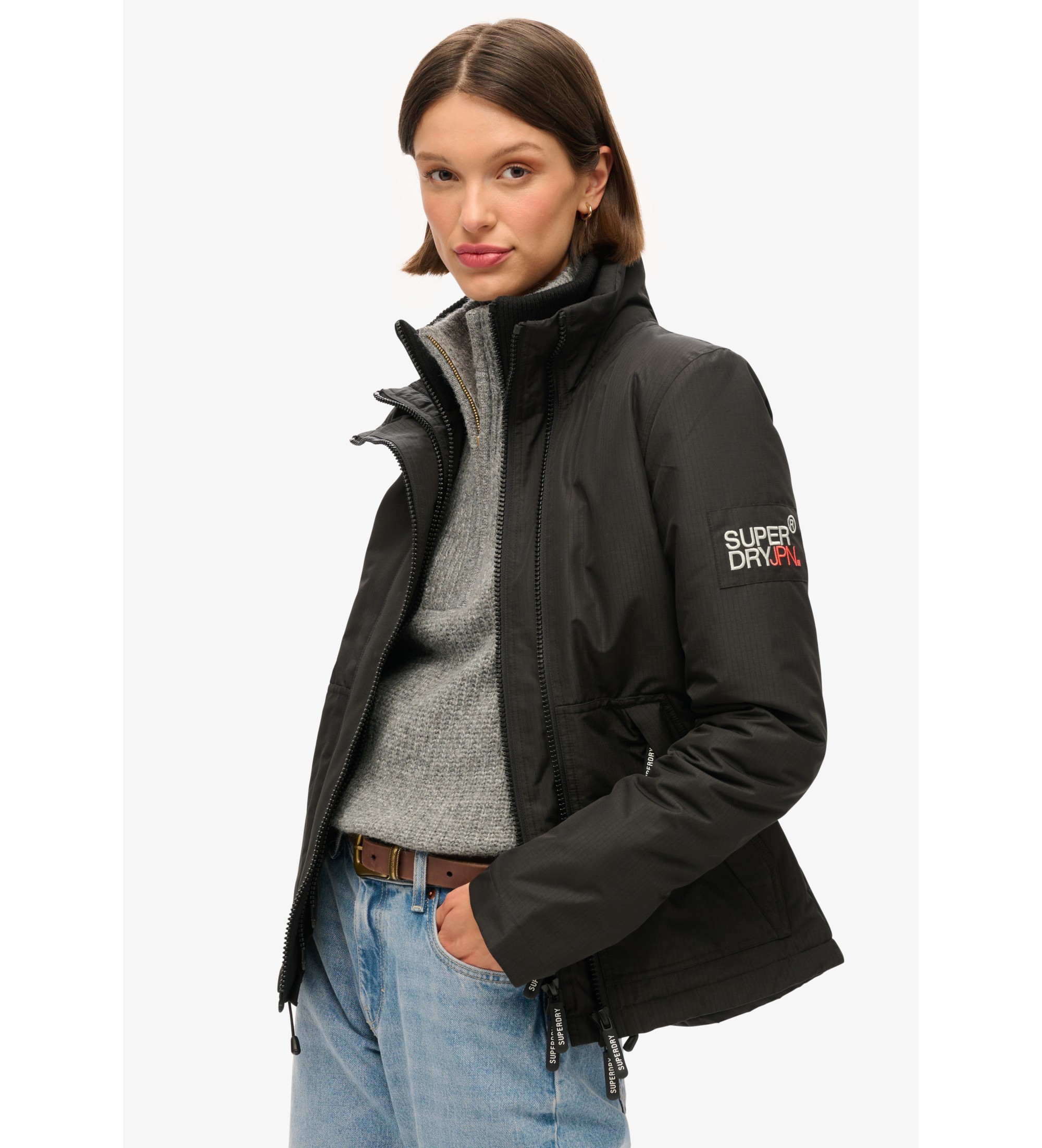 Superdryvoor vrouwen. W5011828A Windjack zwart (M), Casual, Gerecycled polyester, Duurzaam