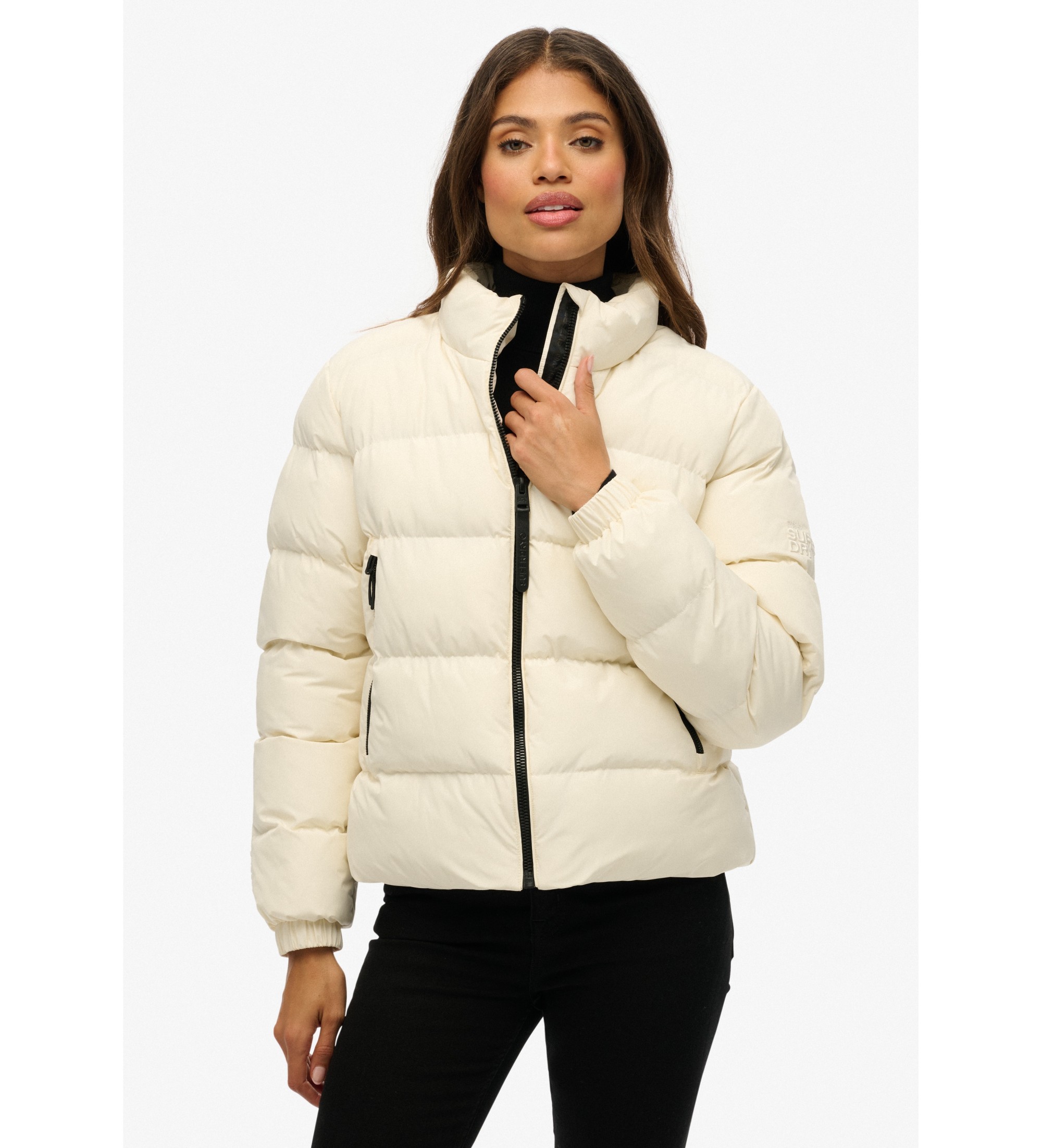 Superdry für Damen. W5012006A Sport-Pufferjacke off-white (S), Weiß, Lässig, Polyester