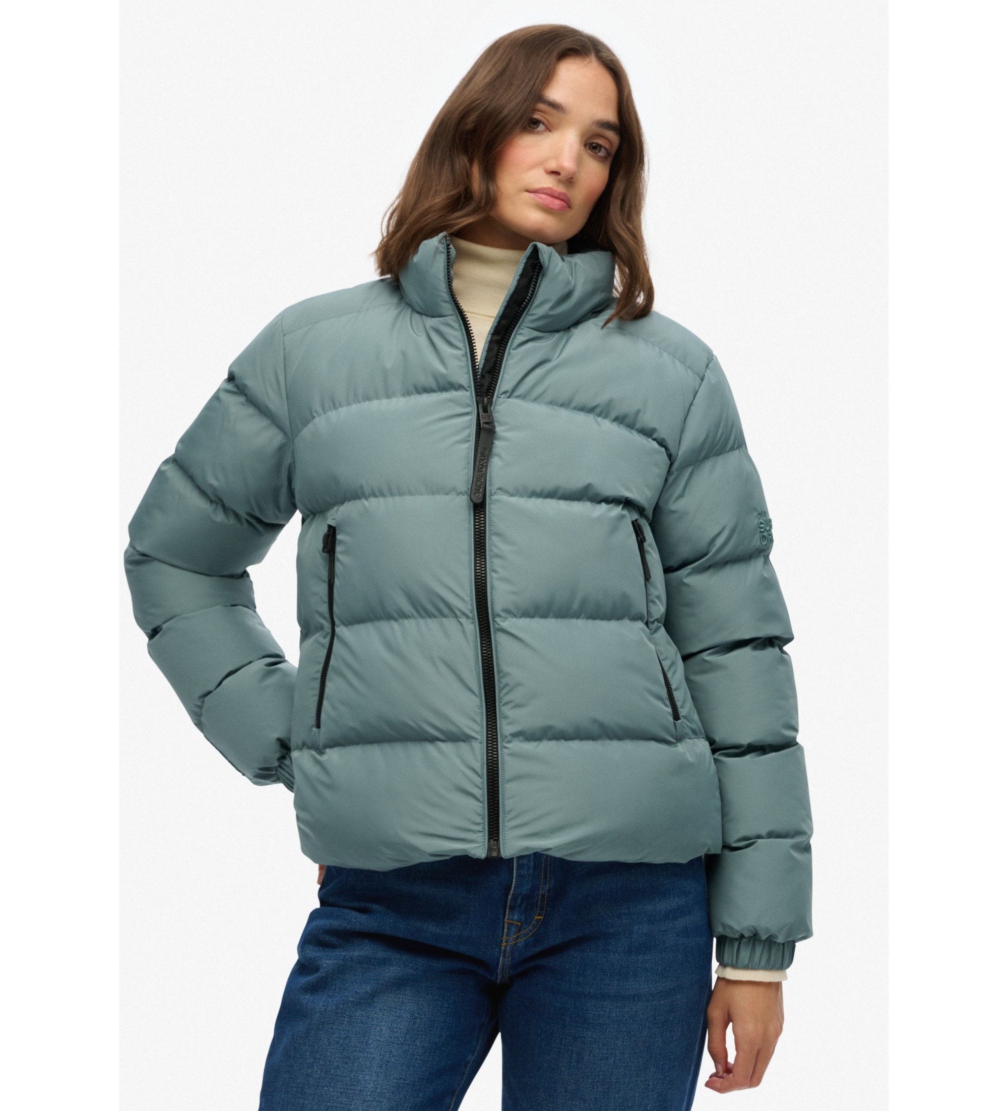 Superdry für Damen. W5012006A Sport-Pufferjacke blau (S), Lässig, Polyester