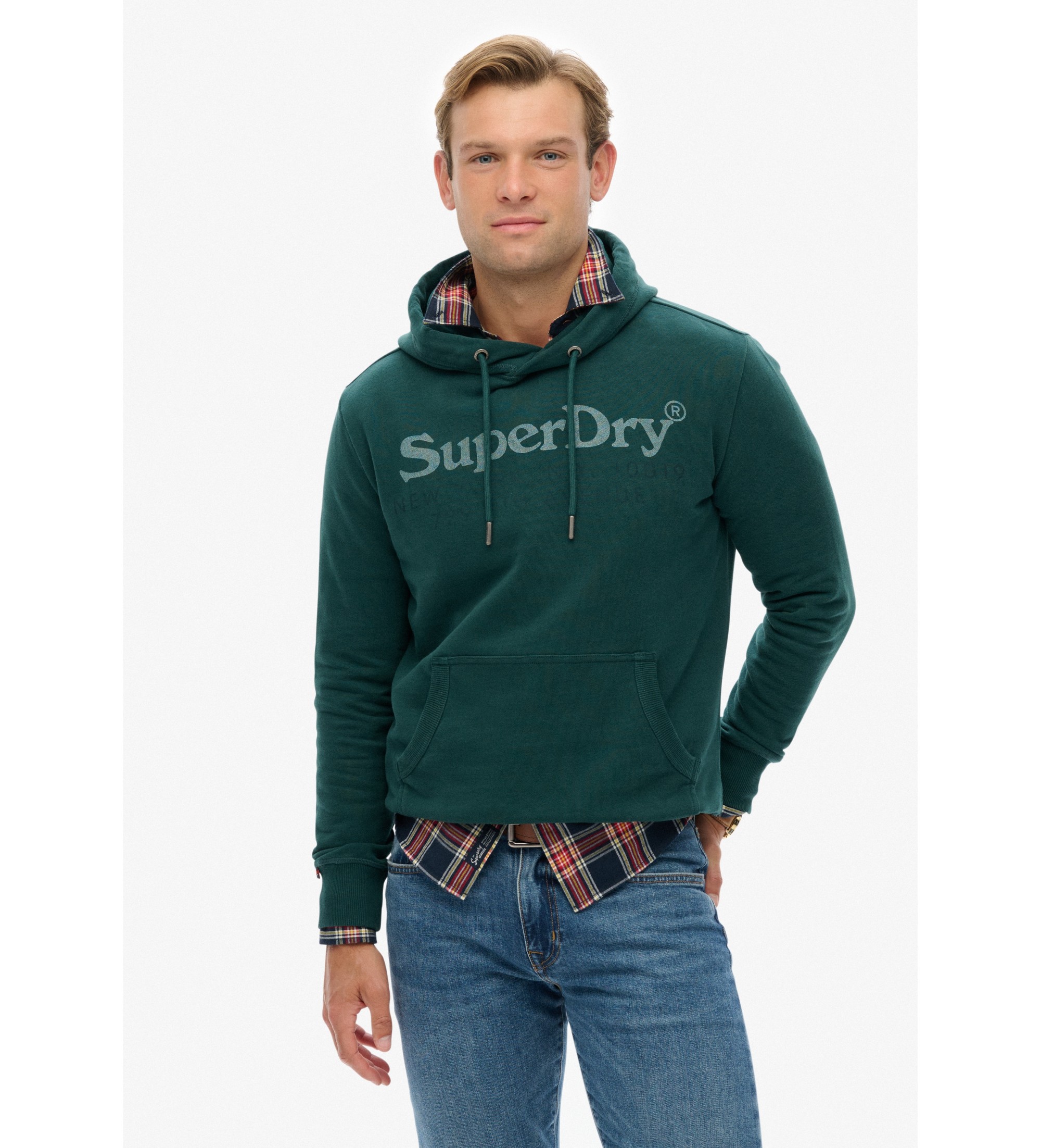 Superdry für Herren. M2014393A NY Venue grünes Sweatshirt (M), Lässig, Baumwolle