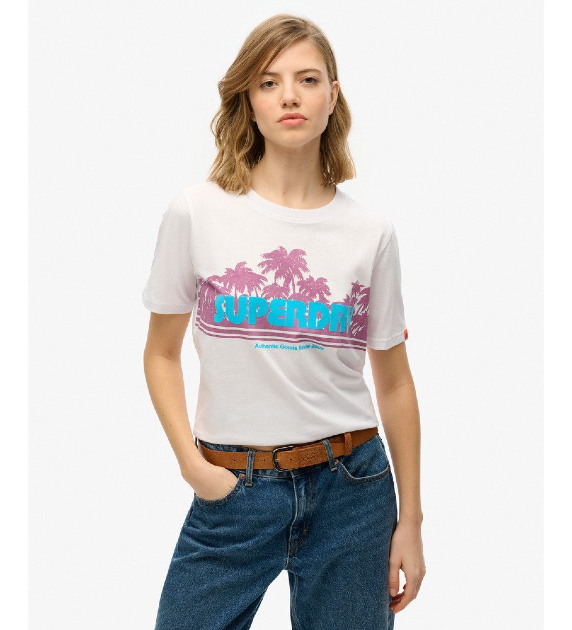 Superdry für Damen. W1011710A Outdoor Stripe Entspanntes T-Shirt weiß (S), Lässig, Baumwolle, Kurzarm