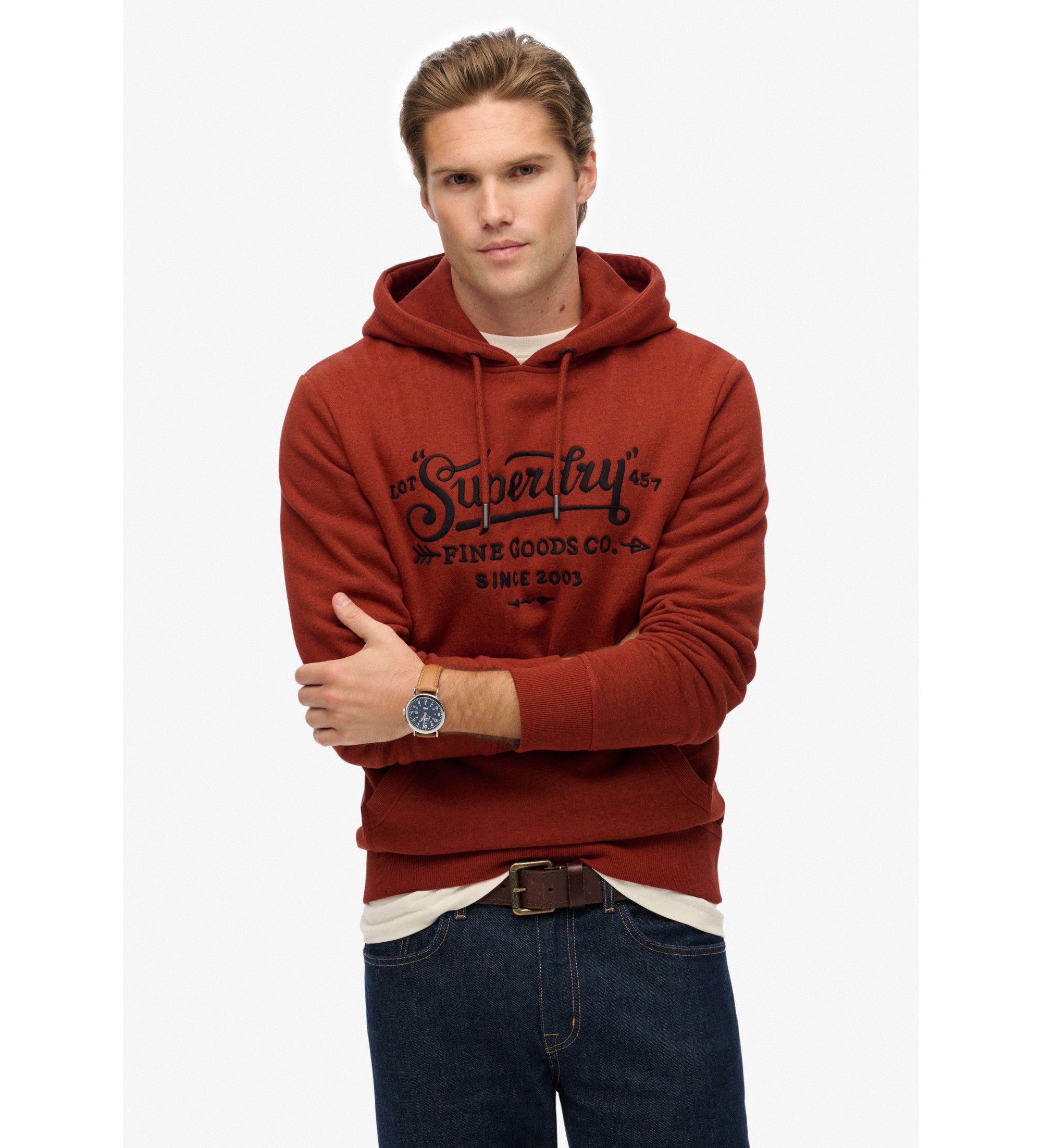 Superdryvoor mannen. M2014299A Outdoor Co Relaxed Sweatshirt rood (XXL), Casual, Katoen