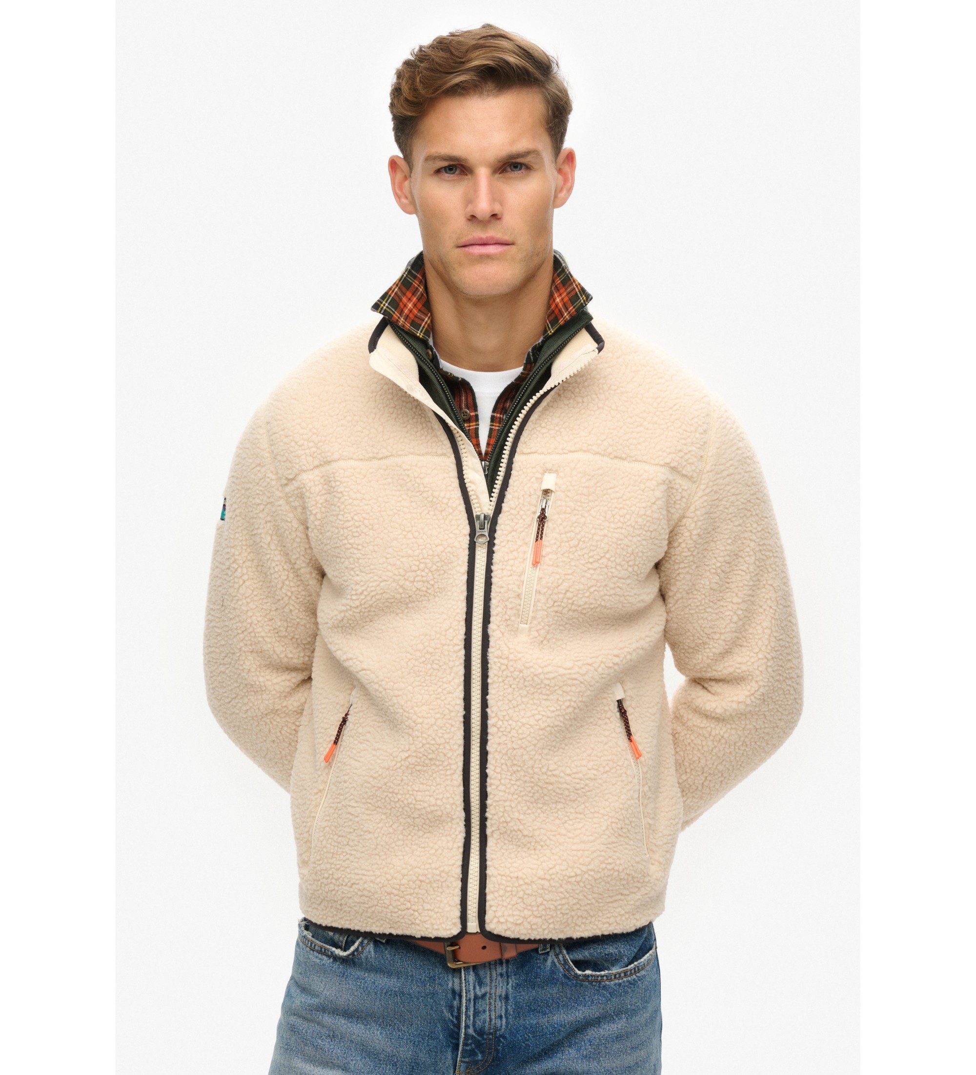 Superdry für Herren. M2014140A Outdoor Fleece Full Zip Fleece beige (XL), Lässig, Recyceltes Polyester, Nachhaltig
