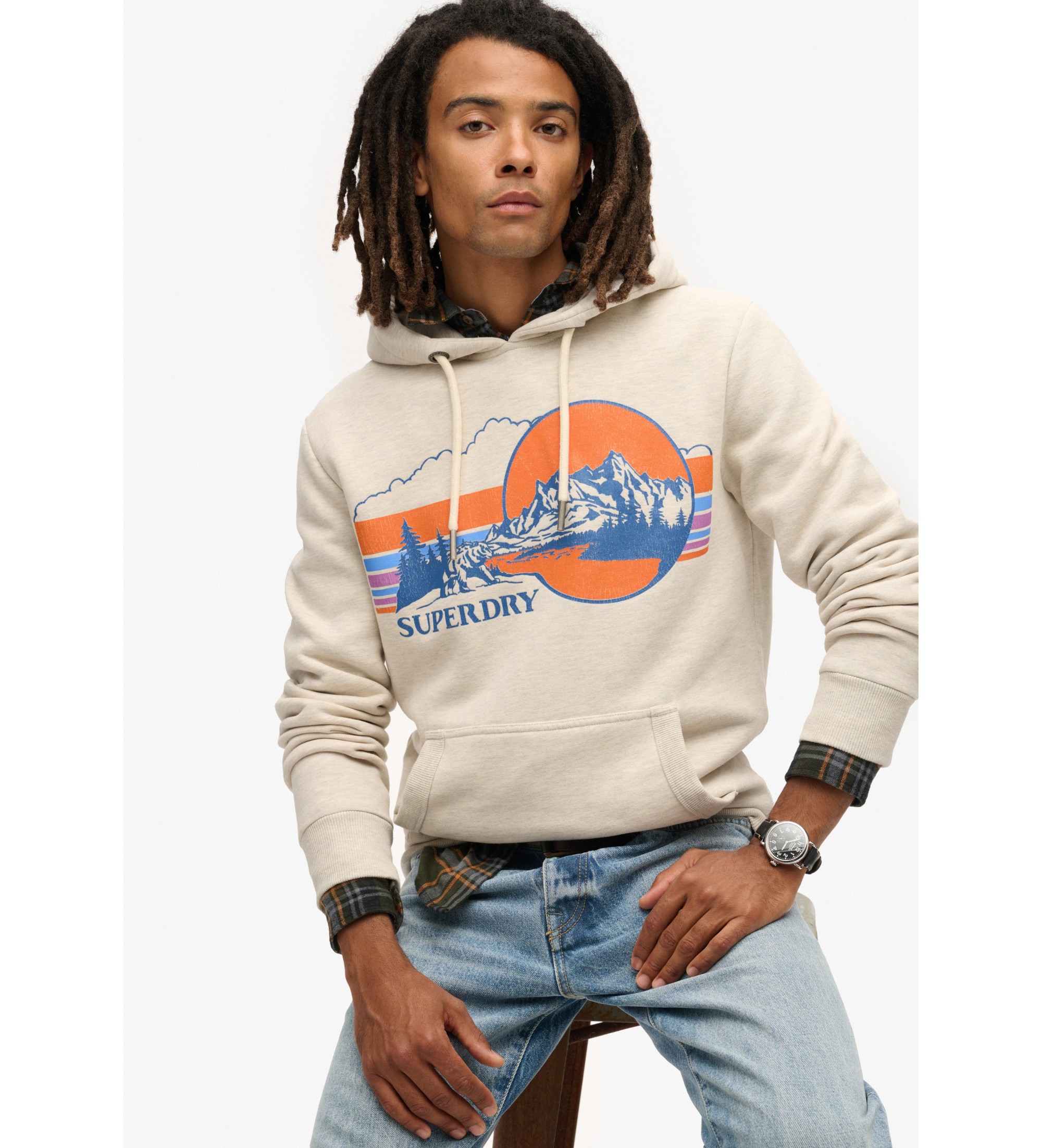 Superdry für Herren. M2013703A Outdoor Graphic Stripe Sweatshirt grau (M), Lässig, Baumwolle, Nachhaltig