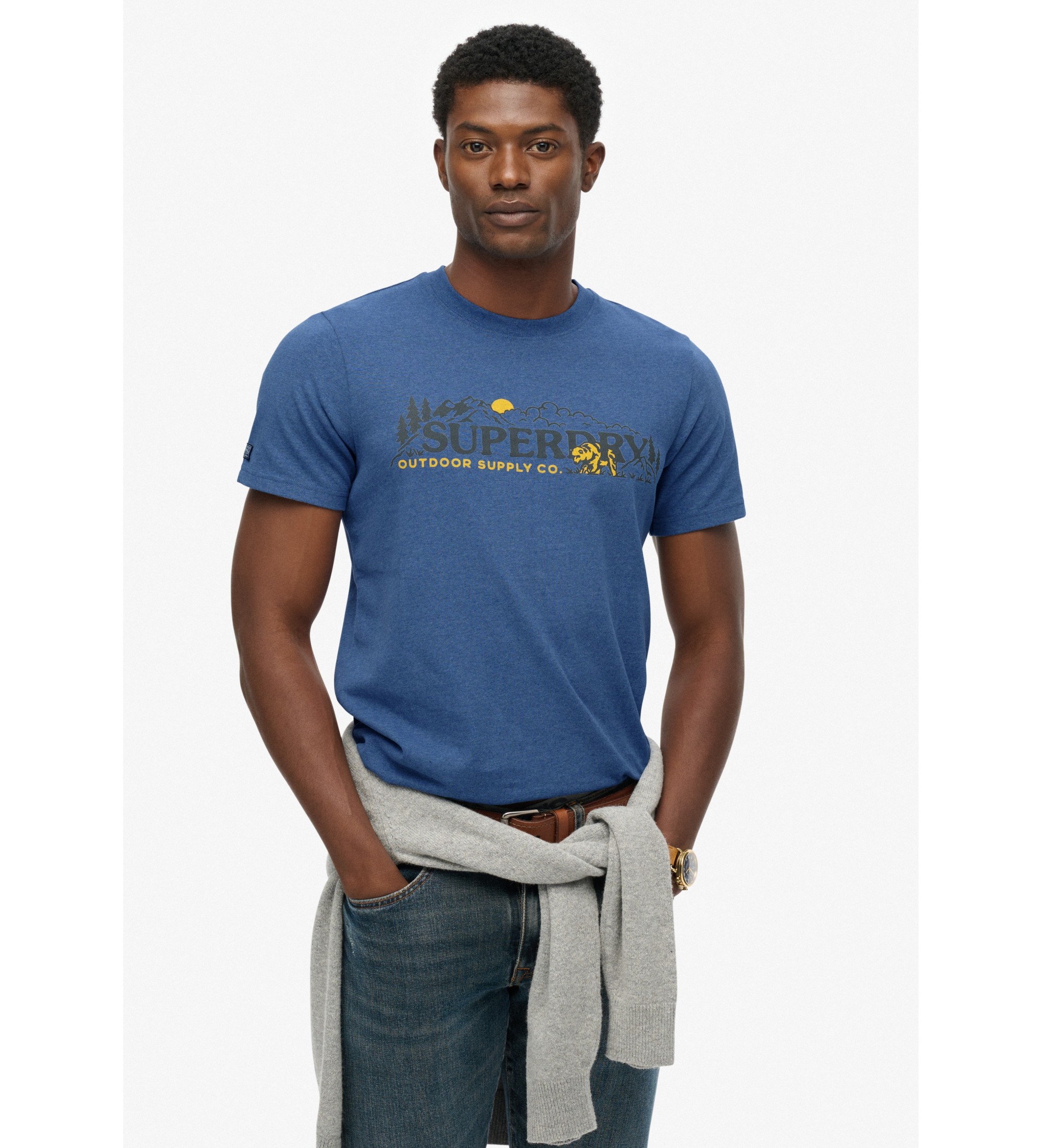 Superdry für Herren. M1012327A Outdoor Scene Entspanntes T-shirt blau (S), Lässig, Baumwolle, Kurzarm