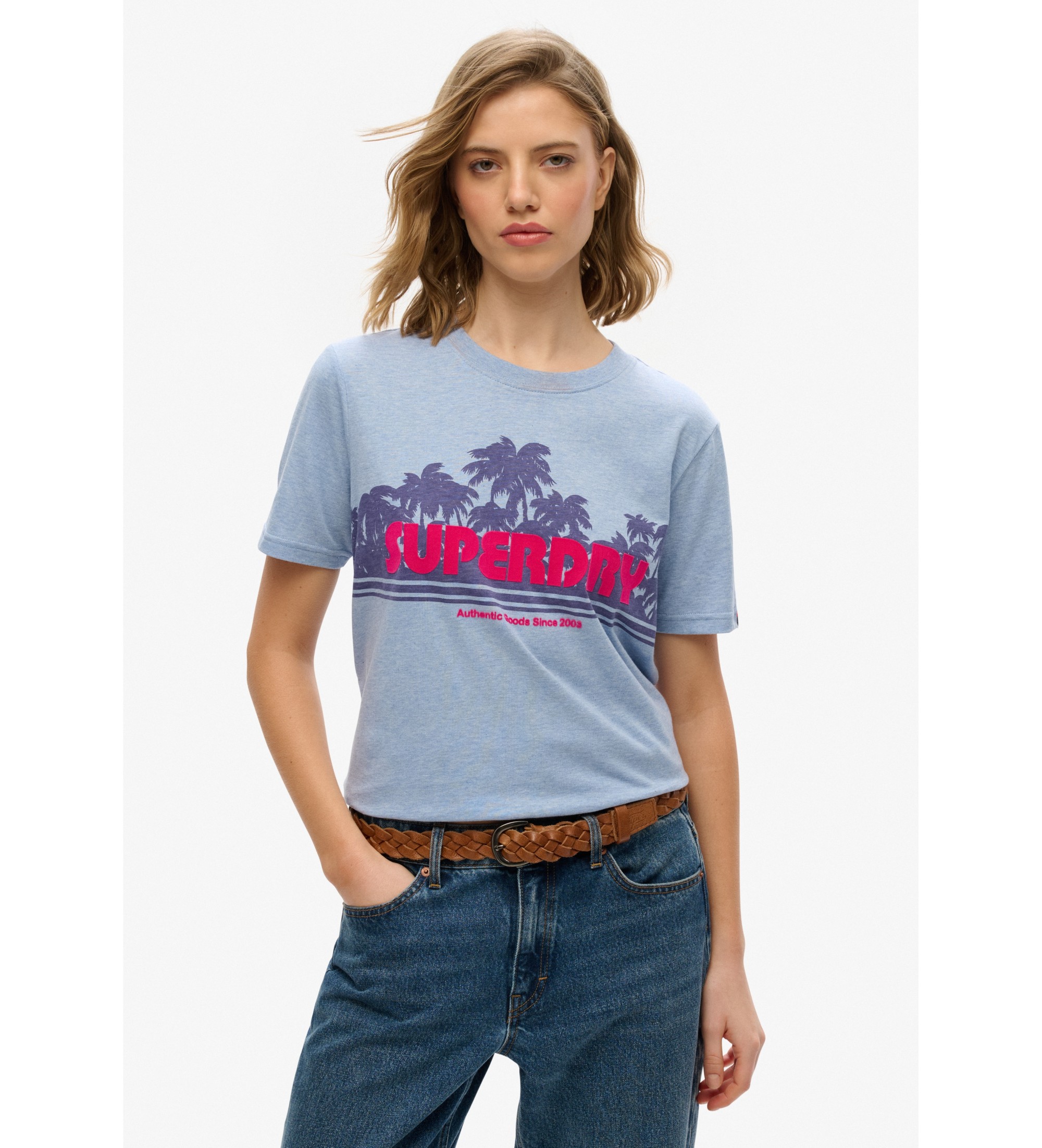 Superdry für Damen. W1011616A Outdoor-T-Shirt blau (XS), Lässig, Baumwolle, Kurzarm