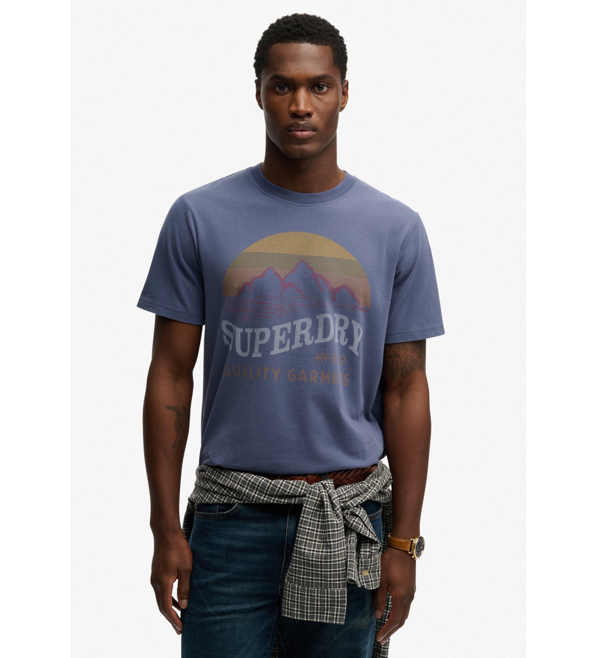 Superdry für Herren. M1012358A Outdoors Mountain T-Shirt navy (L), Lässig, Baumwolle, Kurzarm, Marine