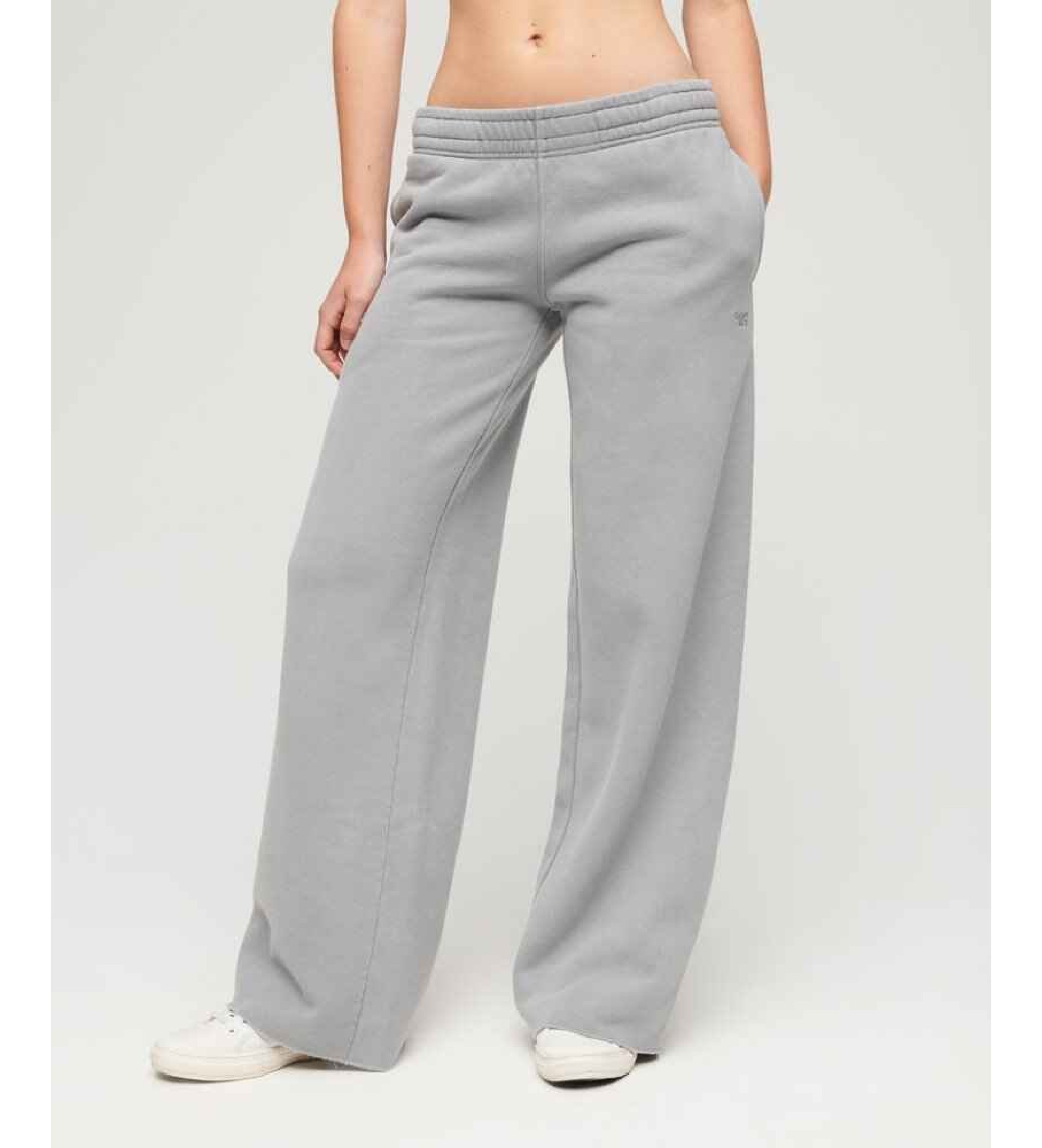 Superdry für Damen. W7010931A Gerade Jogginghose mit grauem Washed-Effekt (44), Lässig, Sportlich, Baumwolle
