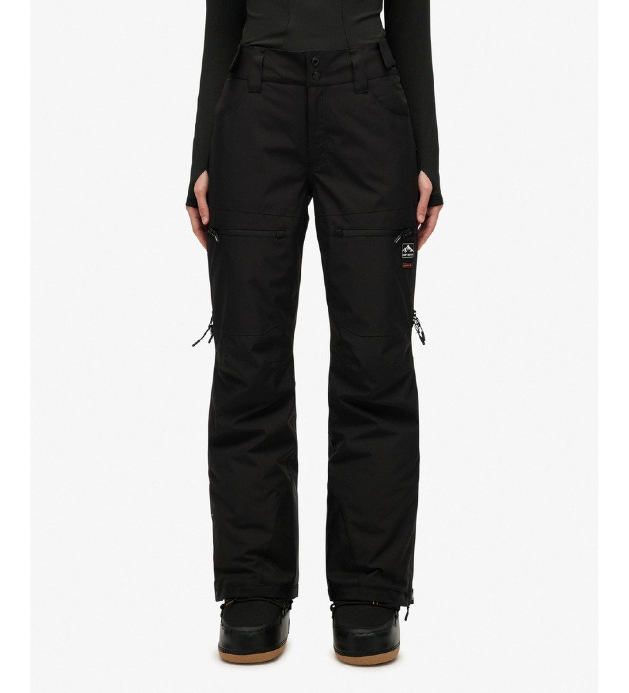 Superdryvoor vrouwen. WS110187A Ski Ultimate Broek zwart (12 UK = M), Sportief, Polyester, Sneeuw