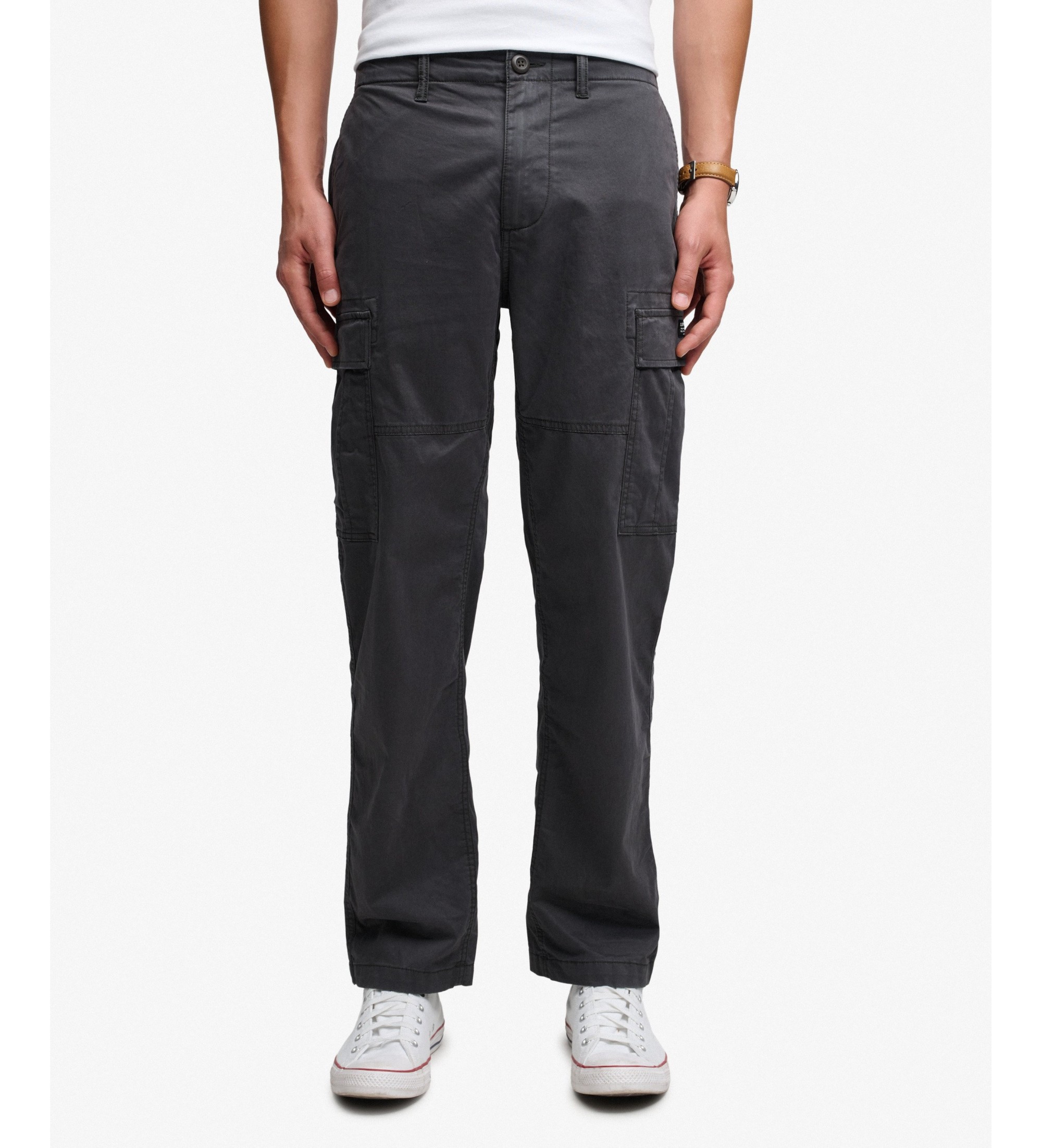 Superdry für Herren. M7011512A Schwarze Cargo-Hose in Regular Taper-Passform (36/32), Lässig, Baumwolle