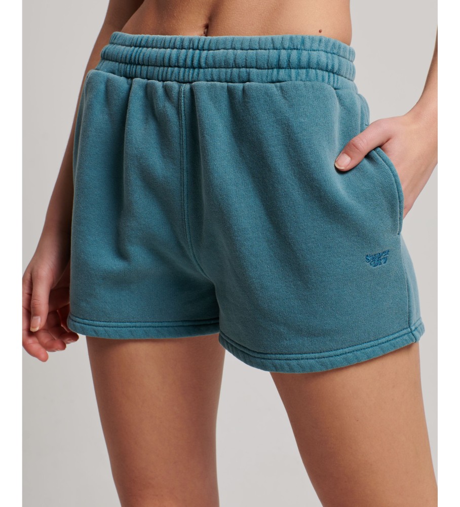 Superdry für Damen. W7110387A Vintage Wash Trainingsanzug Shorts Türkis (S), Lässig, Baumwolle