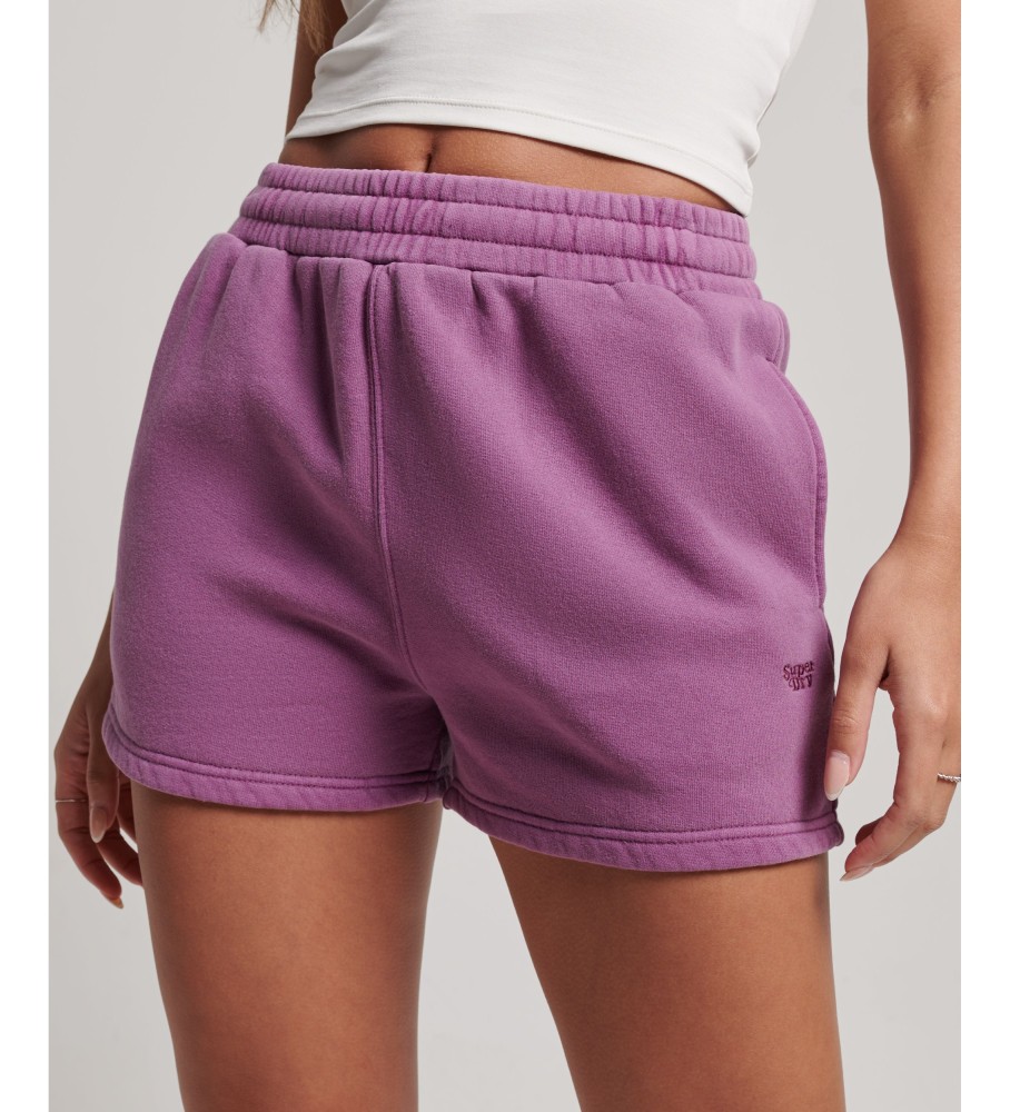 Superdry für Damen. W7110387A Vintage Wash fliederfarbene Shorts (L), Lässig, Baumwolle