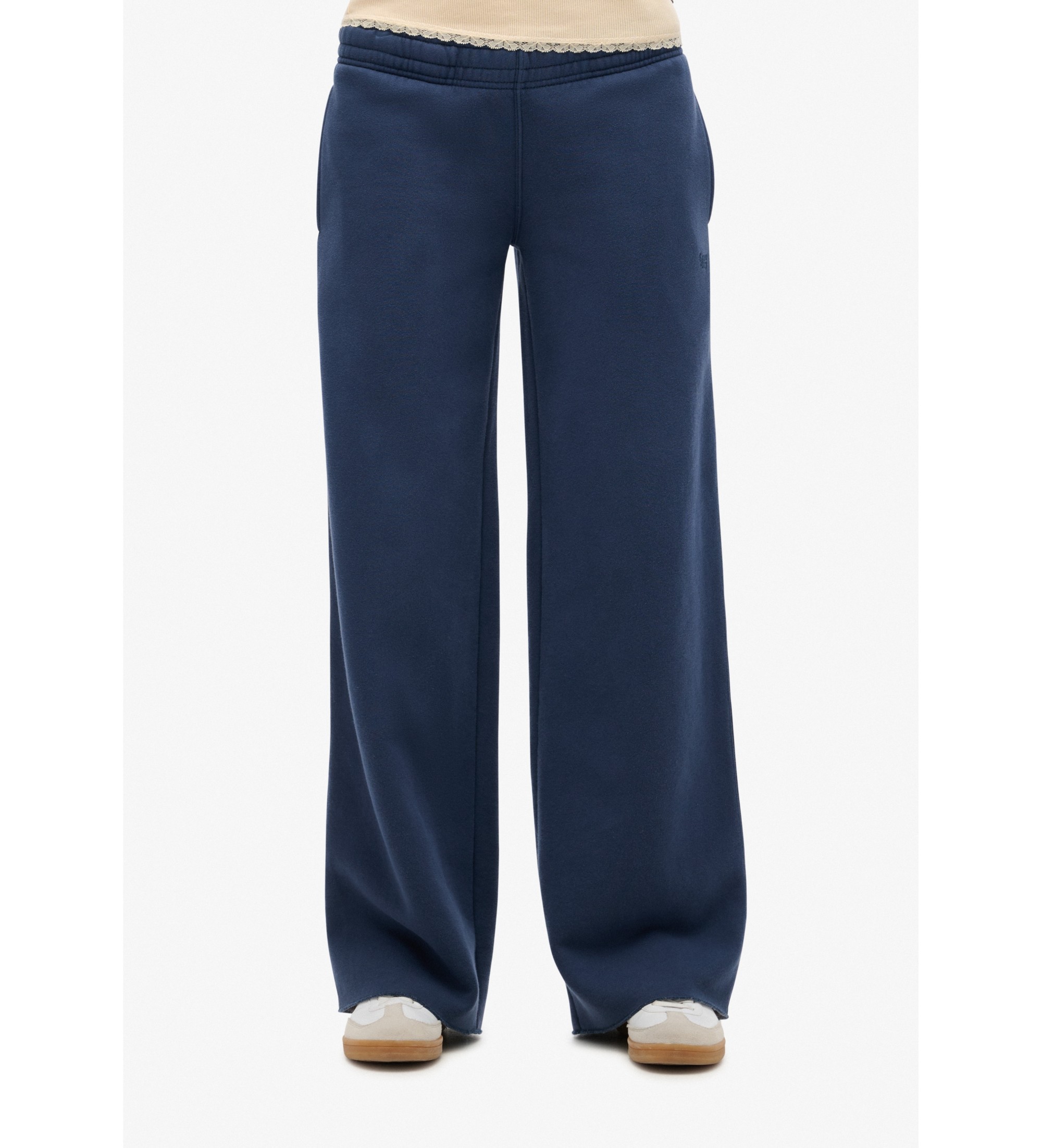 Superdry für Damen. W7010931A Gerade Jogginghose mit Navy-Waschung (L), Lässig, Sportlich, Baumwolle, Multisport, Marine