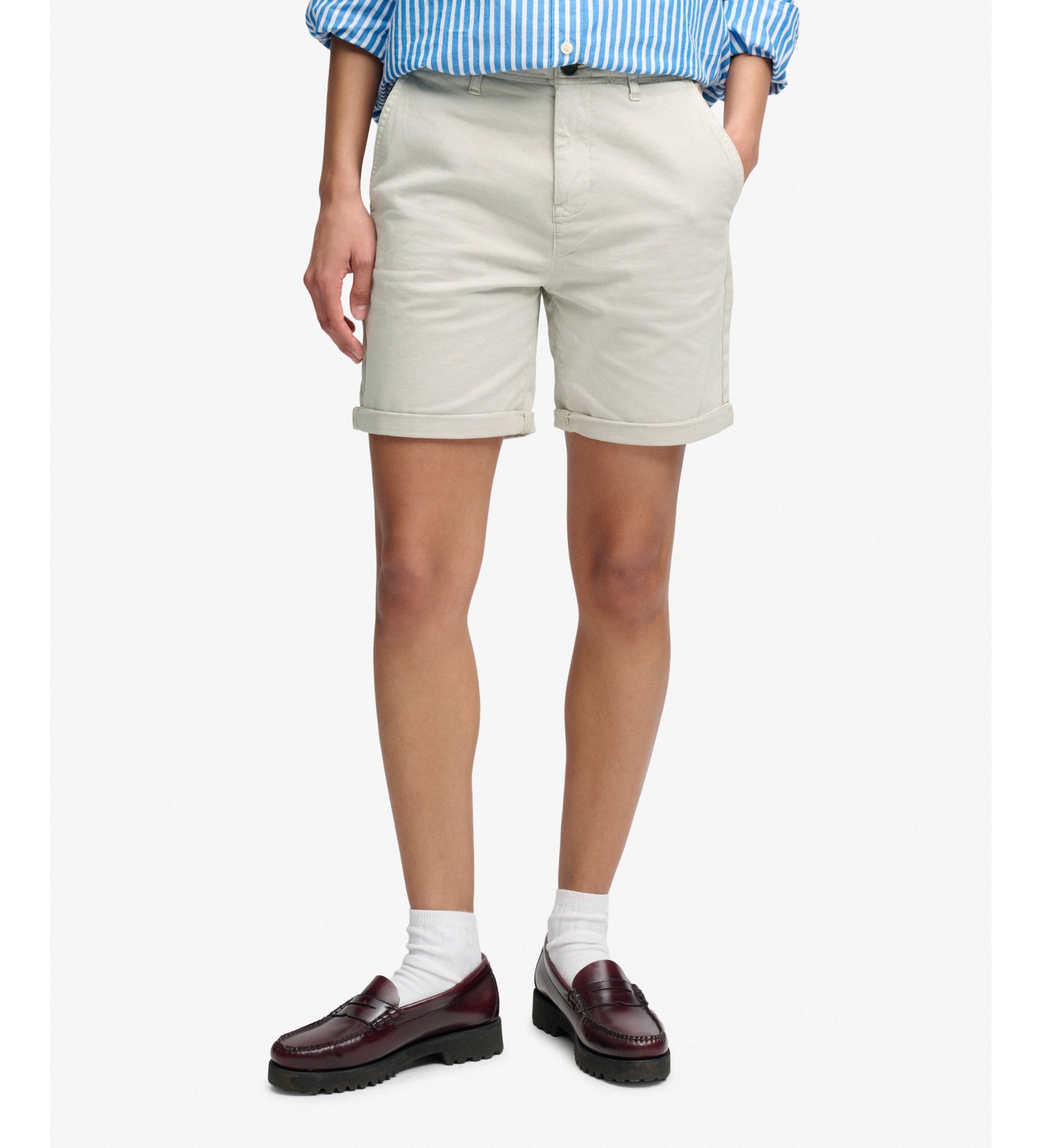 Superdry für Damen. W7110520A Beige Chino-Shorts (S), Lässig, Baumwolle