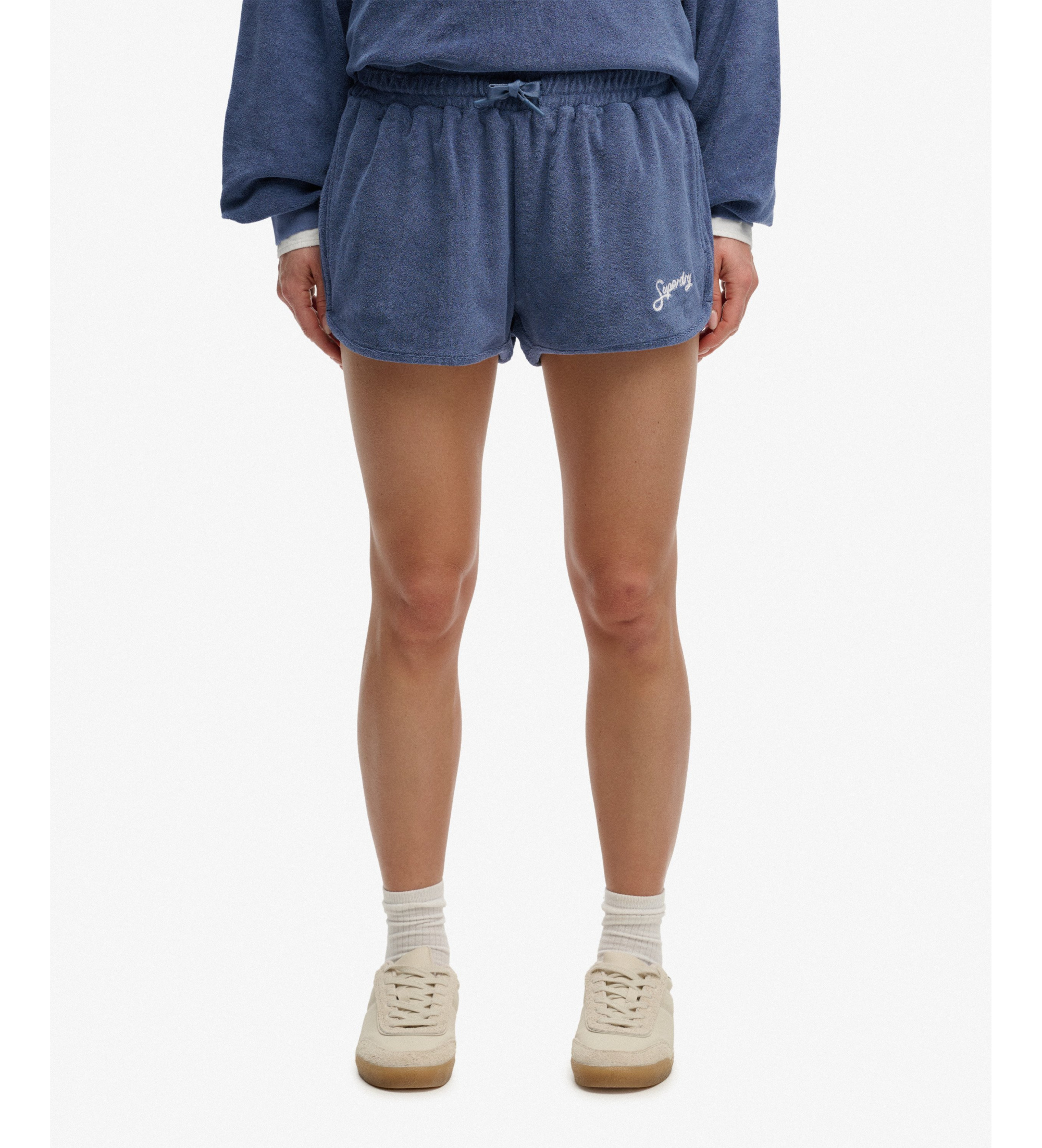 Superdry für Damen. W7110505A Heritage Frottee-Shorts blau (XS), Lässig, Baumwolle