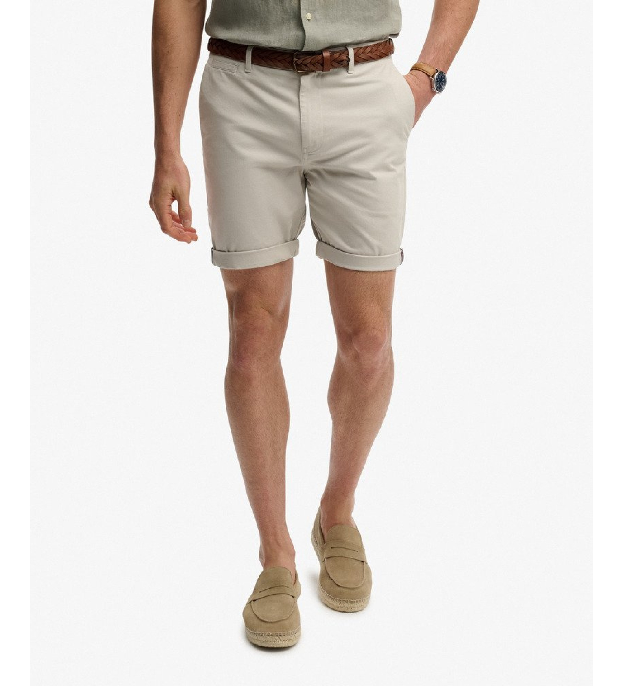 Superdryvoor mannen. M7110486A Premium Korte Regular Chino grijs (28), Casual, Katoen