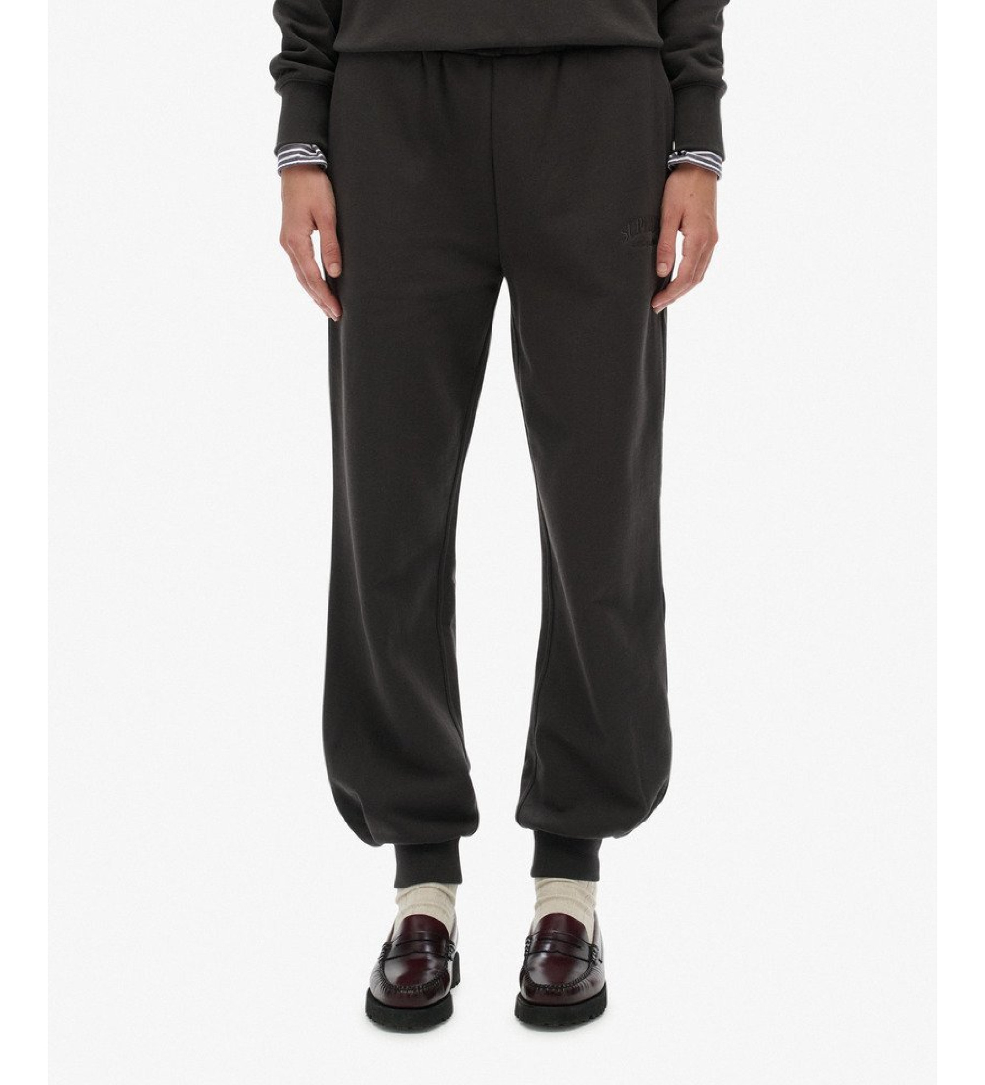 Superdry für Damen. W7011221A Country Club Manschetten-Jogger-Hose schwarz (XS), Lässig, Baumwolle