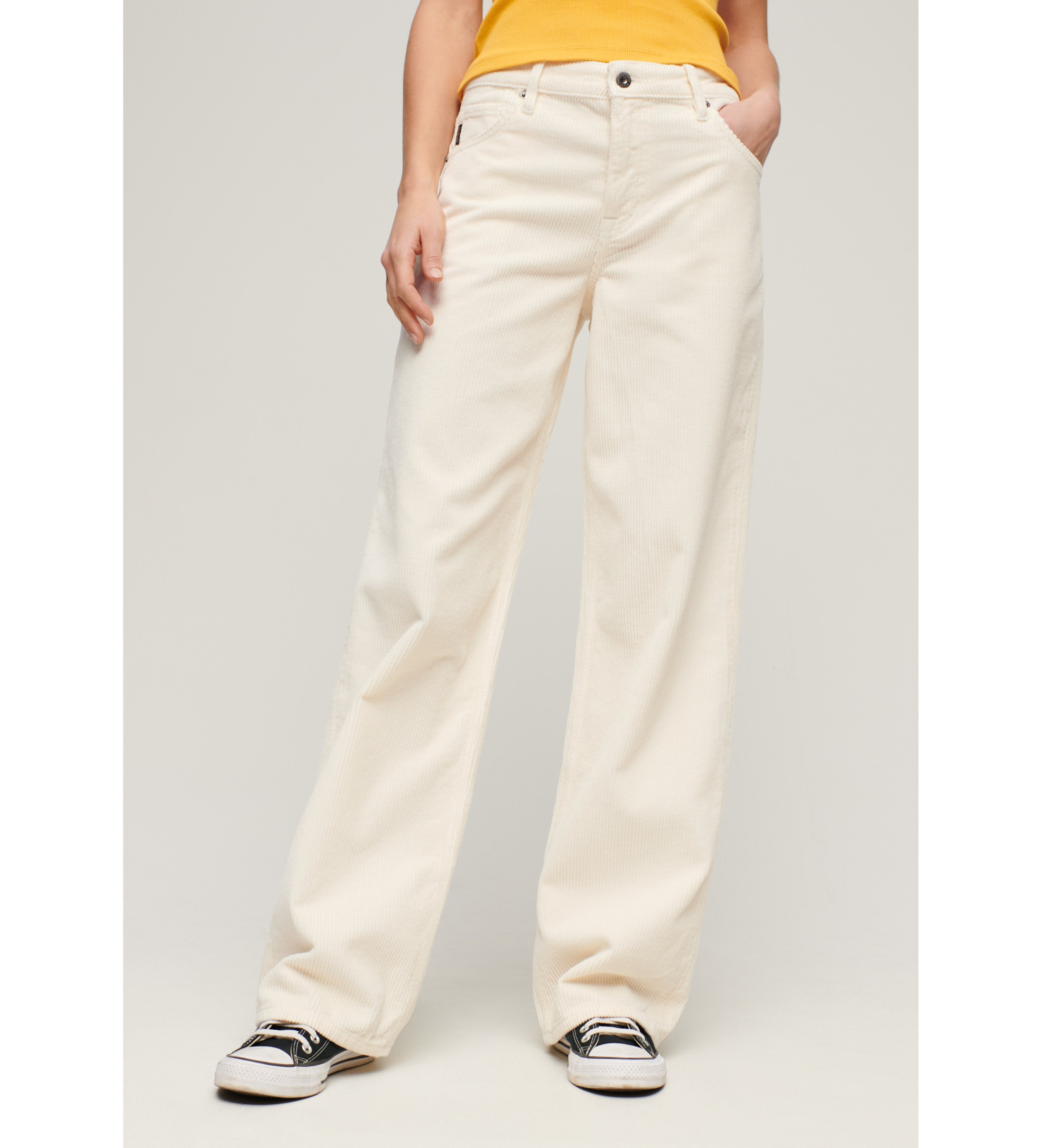 Superdry für Damen. W7010743A Weiße Vintage-Cordhose (30/30), Lässig, Baumwolle