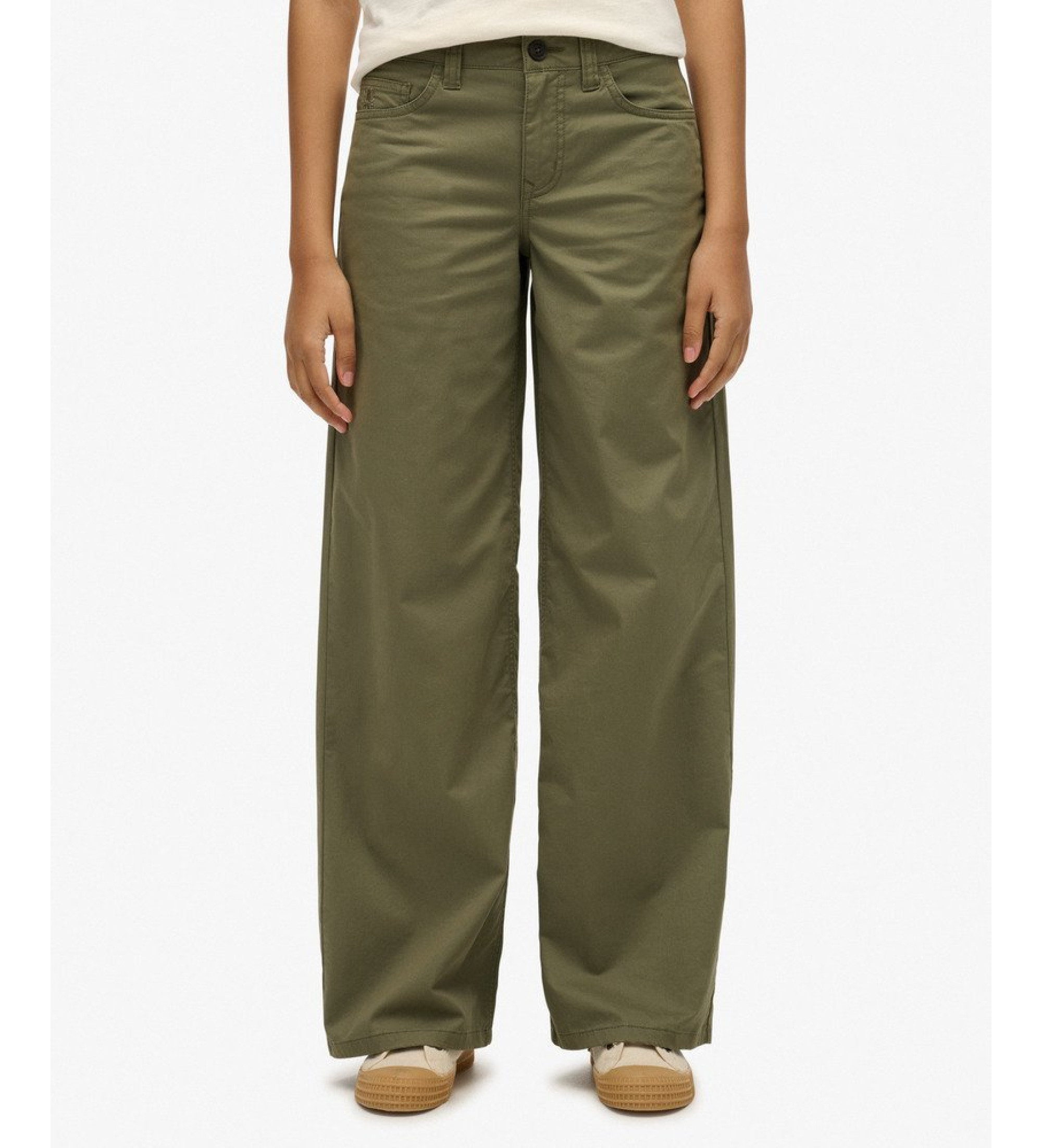 Superdry für Damen. W7011313A Grüne Baggy Chino-Hose (30/30), Lässig, Baumwolle