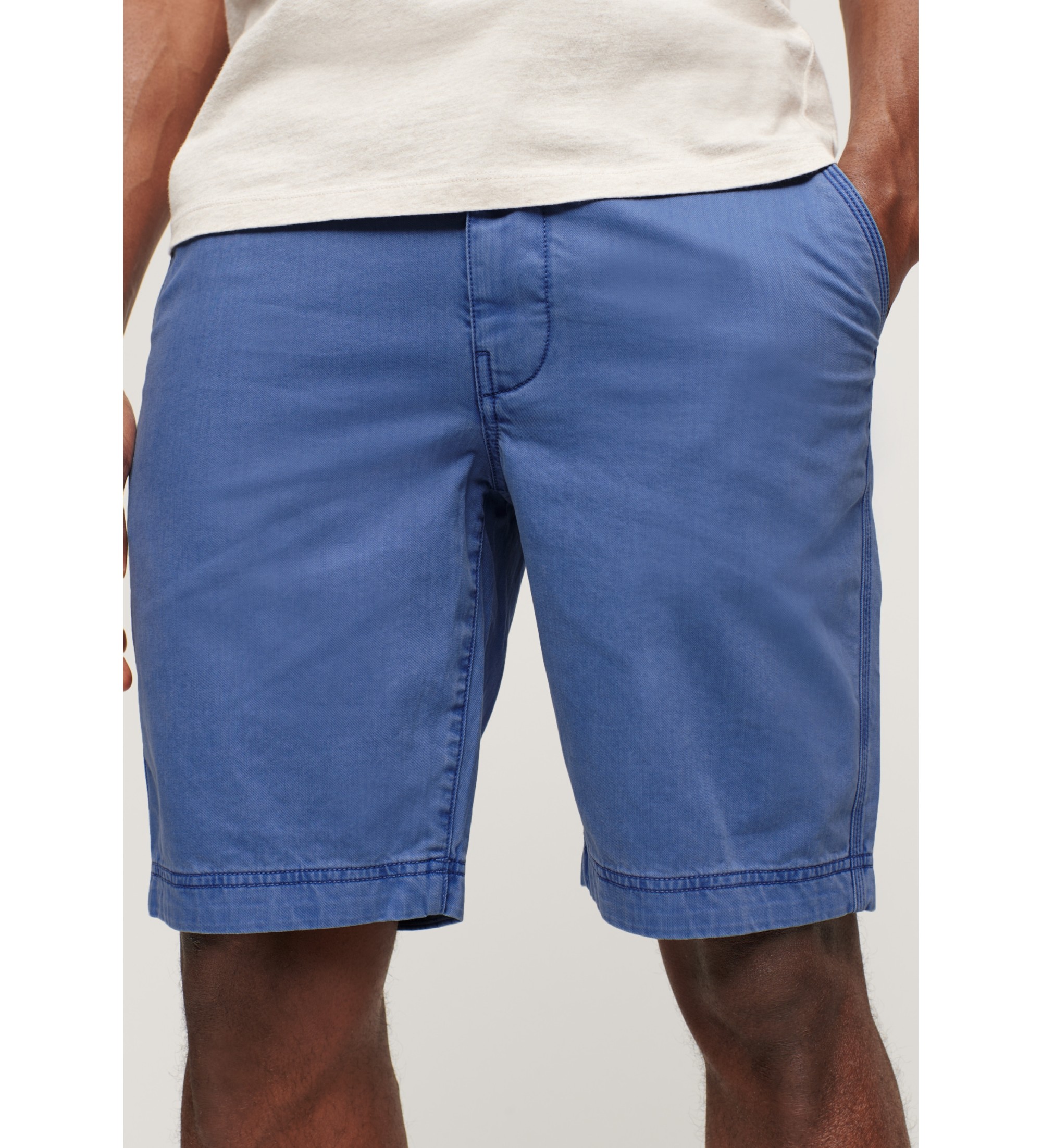 Superdryvoor mannen. M7110397A Officiersshort chino blauw (34), Casual, Katoen