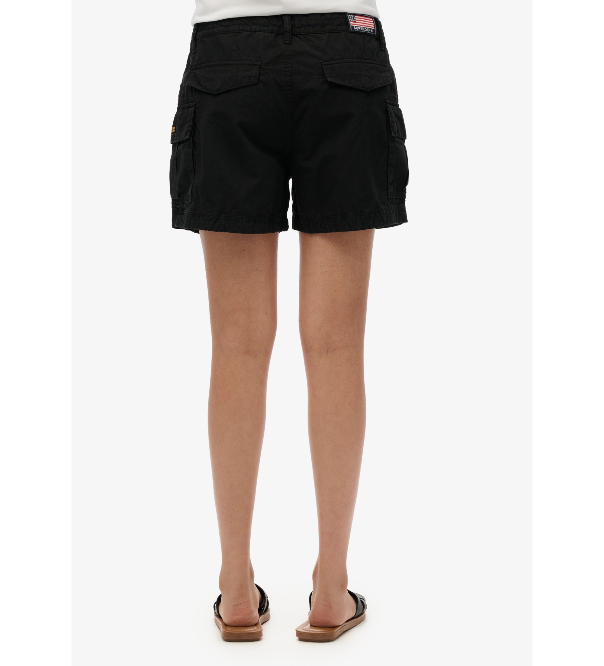 Superdryvoor vrouwen. W7110467A Cargo shorts Hot zwart (L), Casual, Katoen