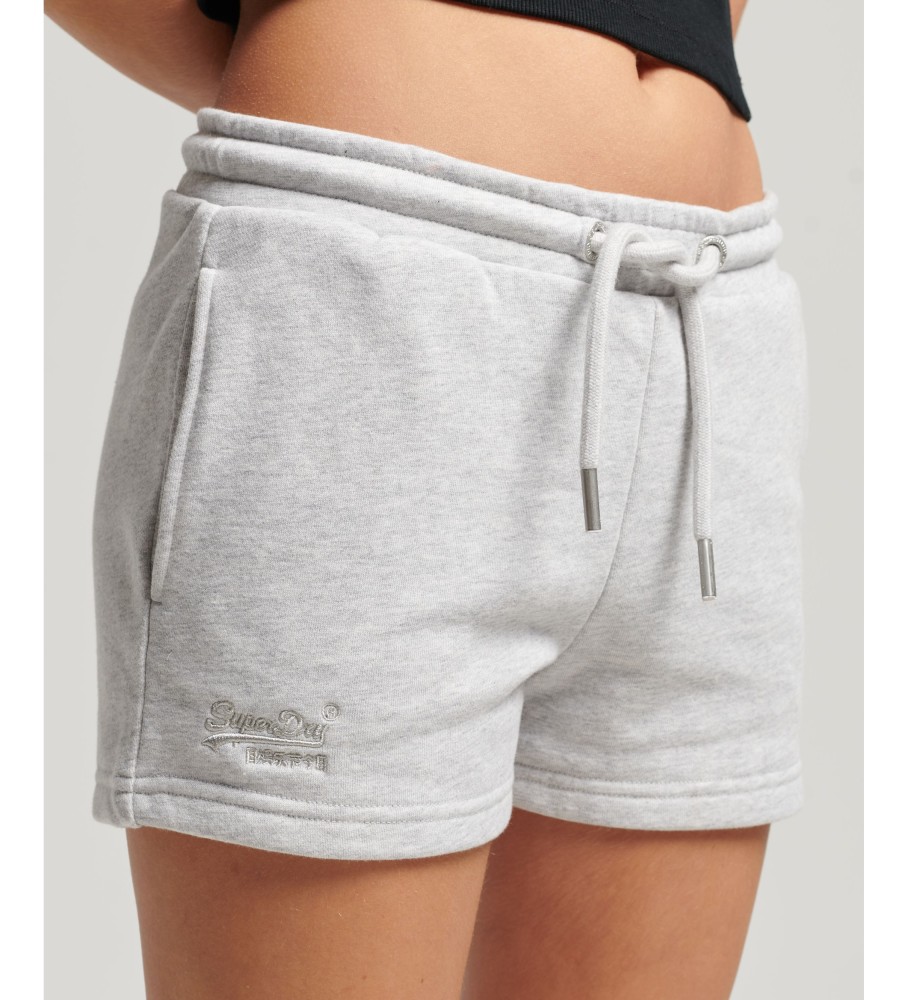 Superdry für Damen. W7110388A Gestrickte Shorts mit gesticktem Vintage-Logo grau (L), Lässig, Baumwolle, Nachhaltig