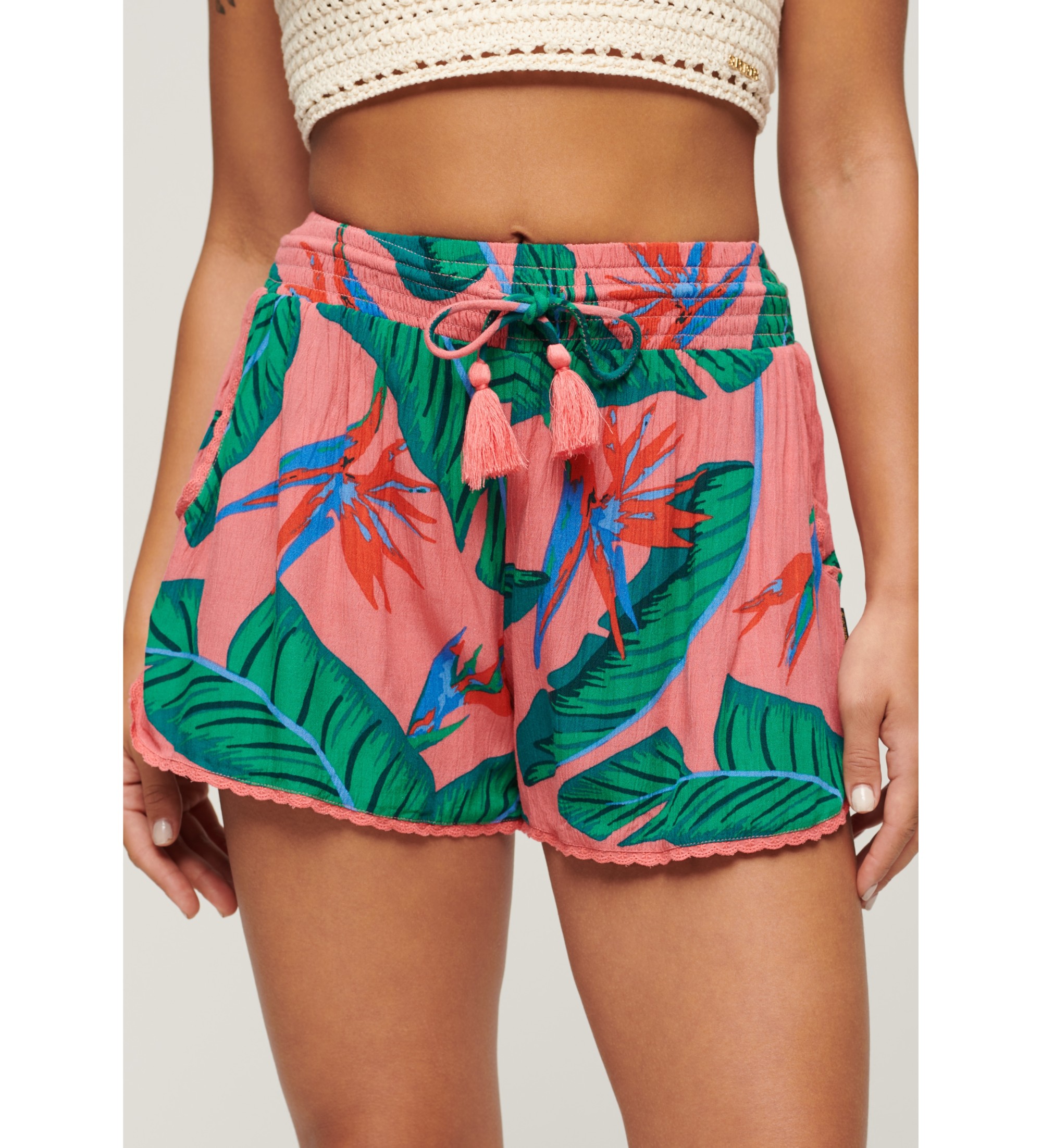 Superdry für Damen. W7110423A Rosa Strandshorts (XS), Lässig, Viskose