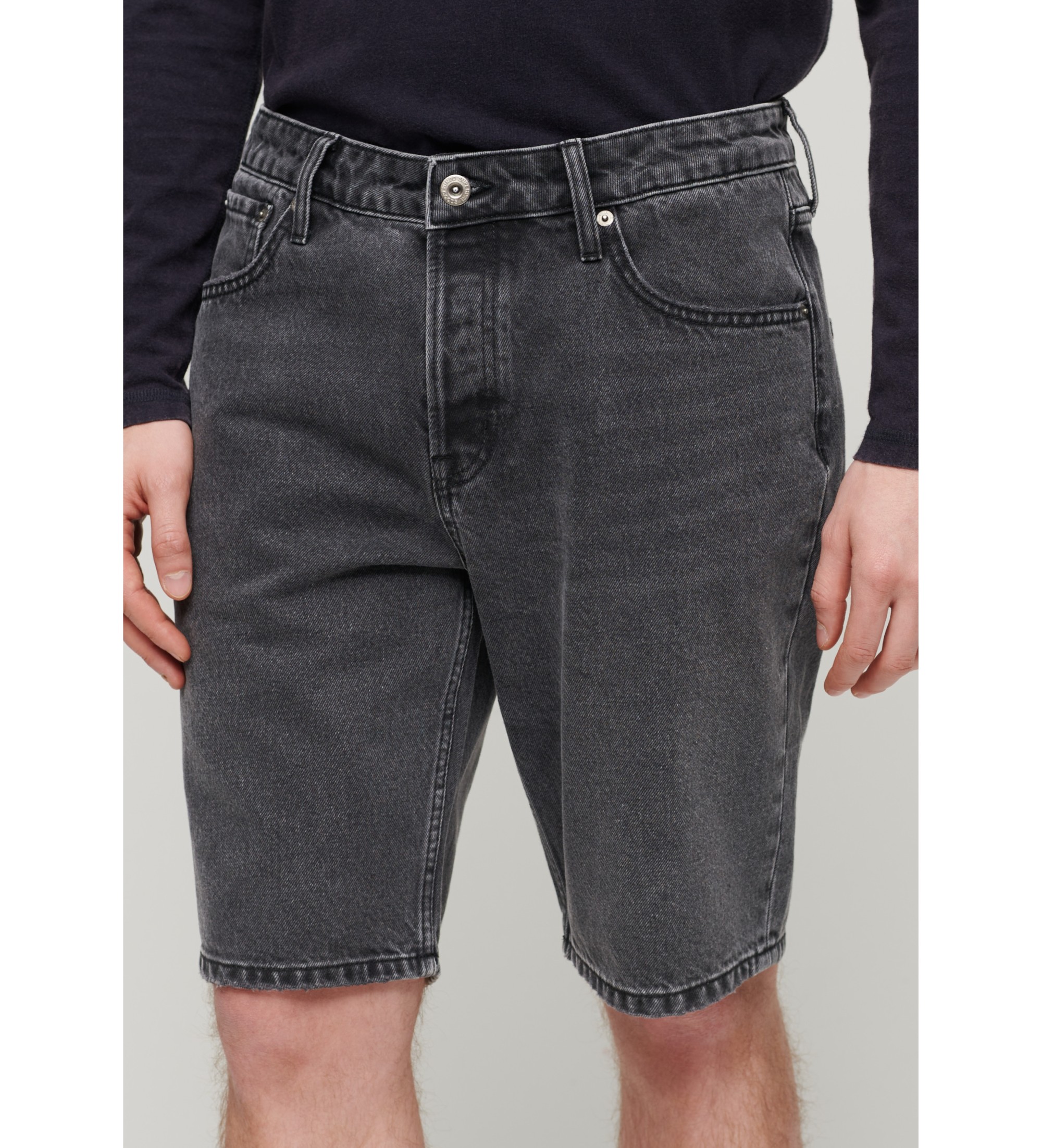 Superdry für Herren. M7110394A Gerade Denim-Shorts schwarz (34), Lässig, Baumwolle