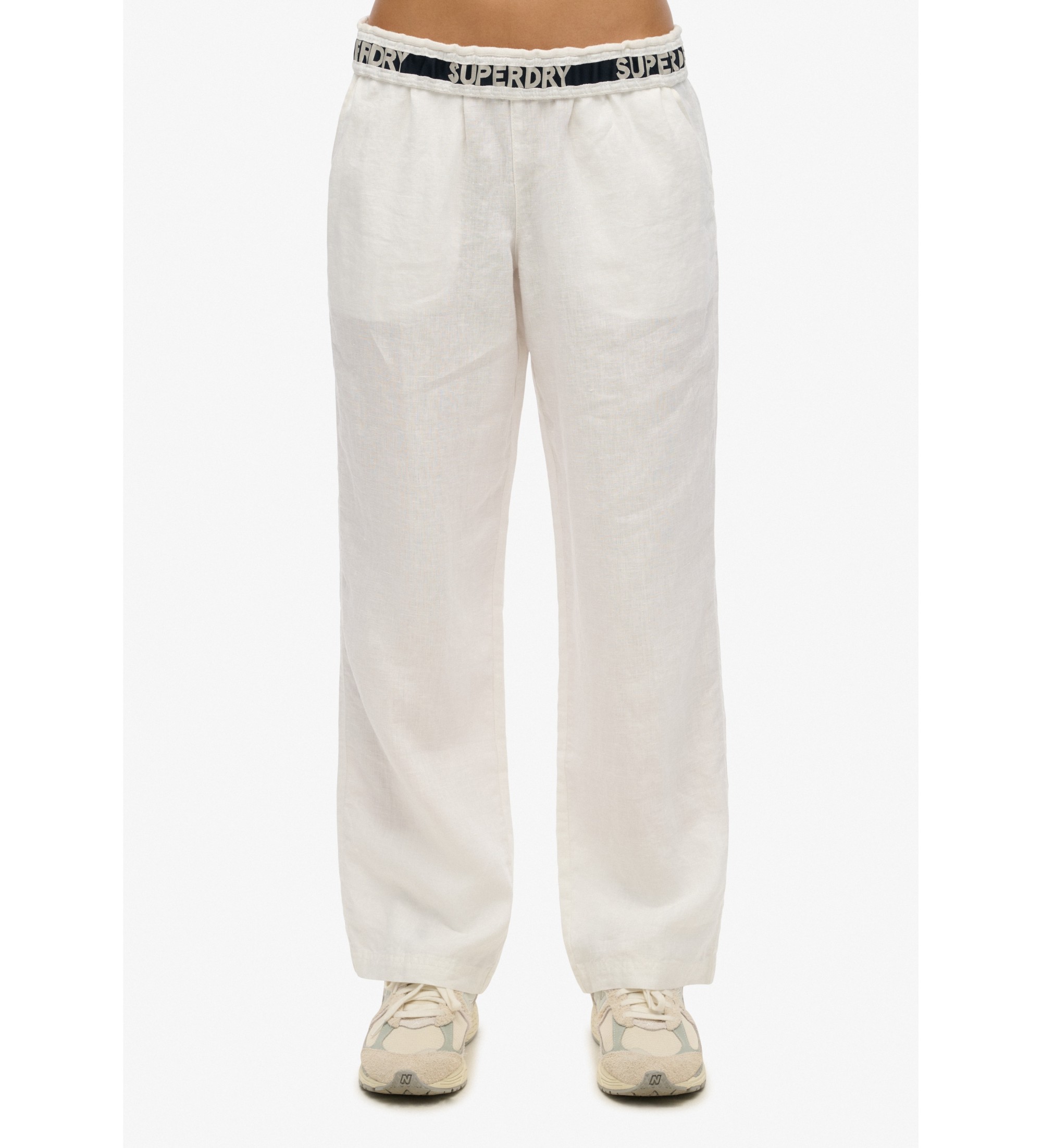 Superdry für Damen. W7011182A Leinenhose mit weißem Kordelzug (44), Lässig