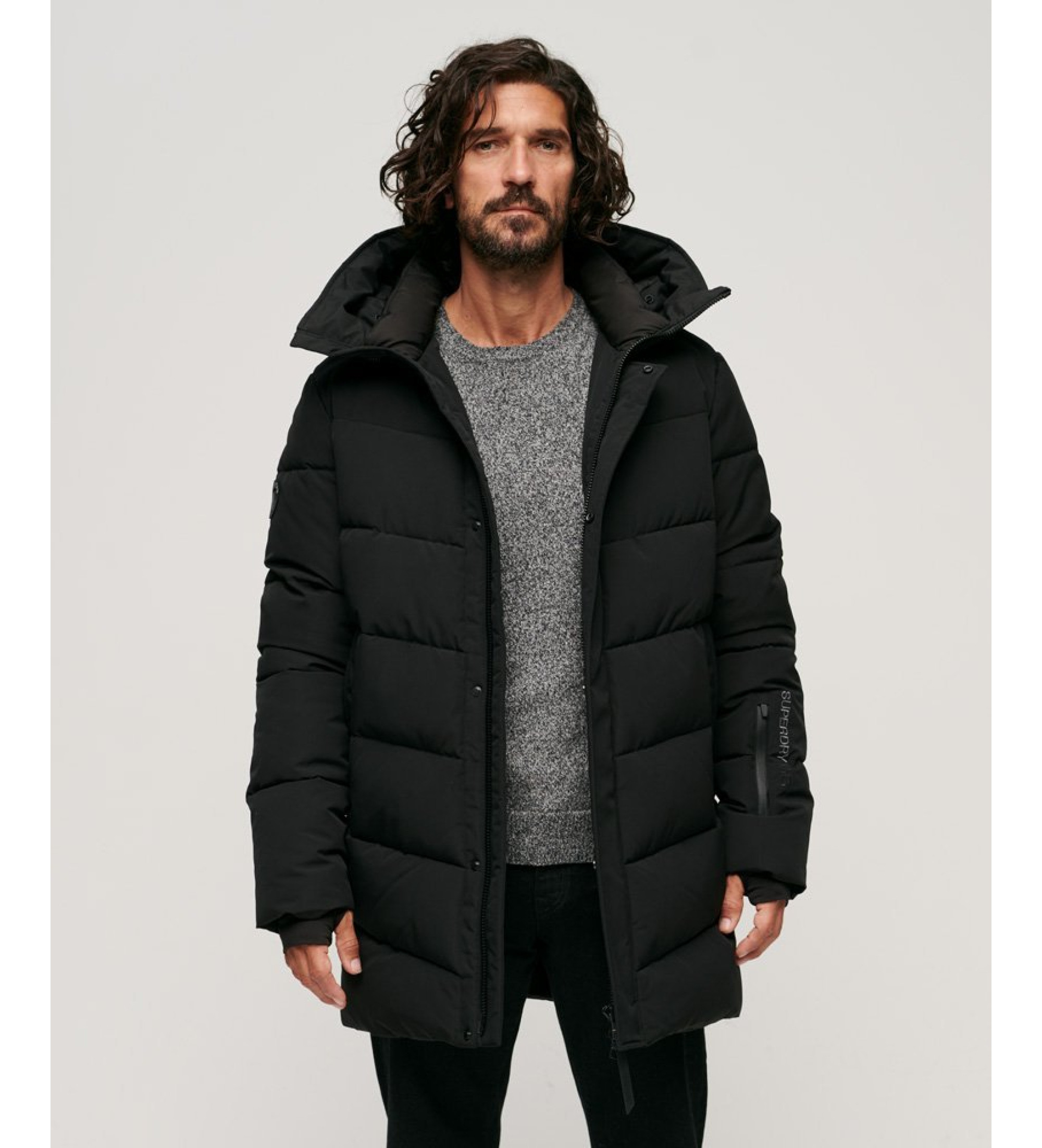 Superdry für Herren. M5011982A City Chevron Quilted Parka schwarz (L), Lässig, Polyester, Nachhaltig