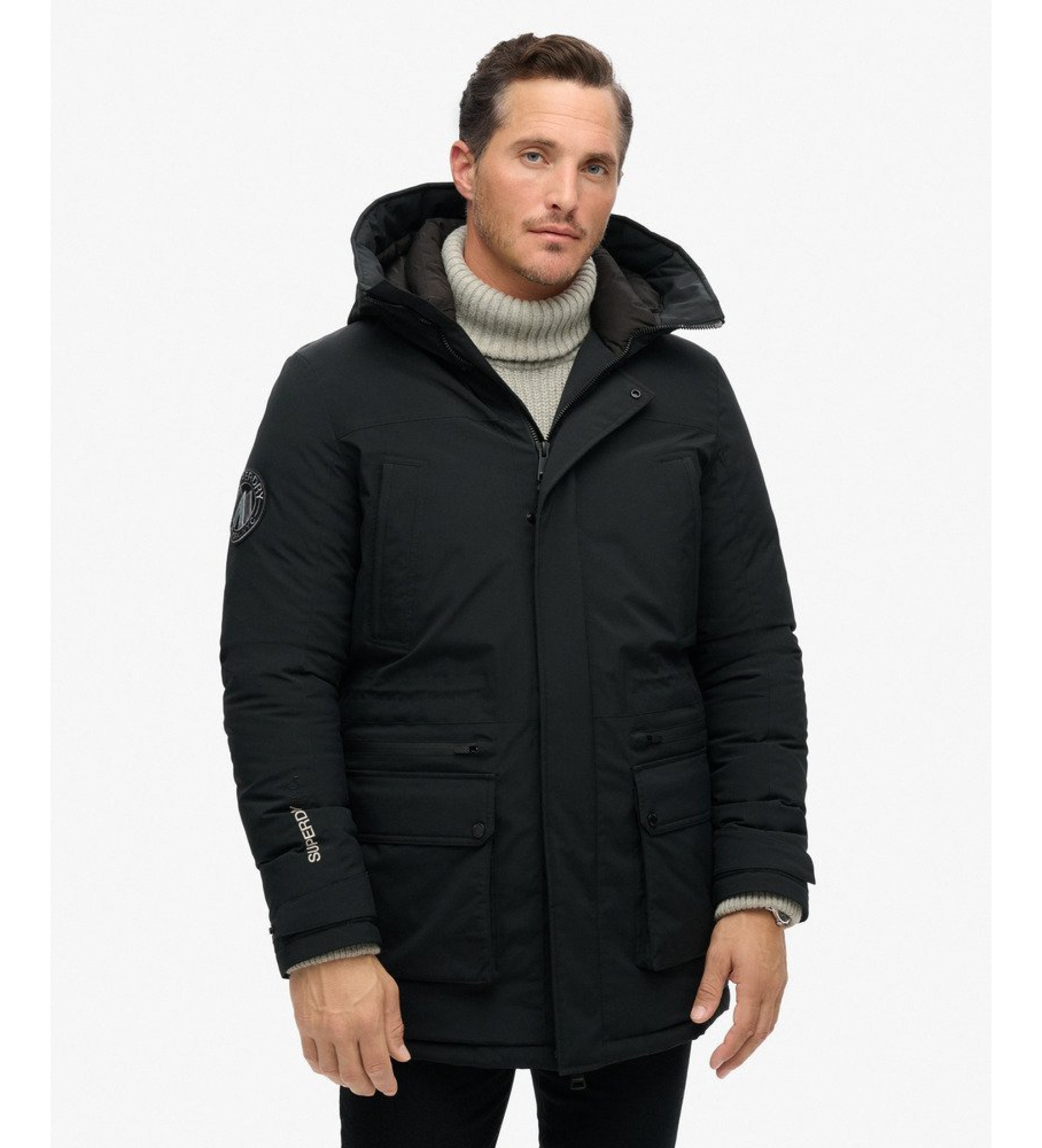 Superdry für Herren. M5011909A City Padded Parka schwarz (M), Lässig, Recyceltes Polyester