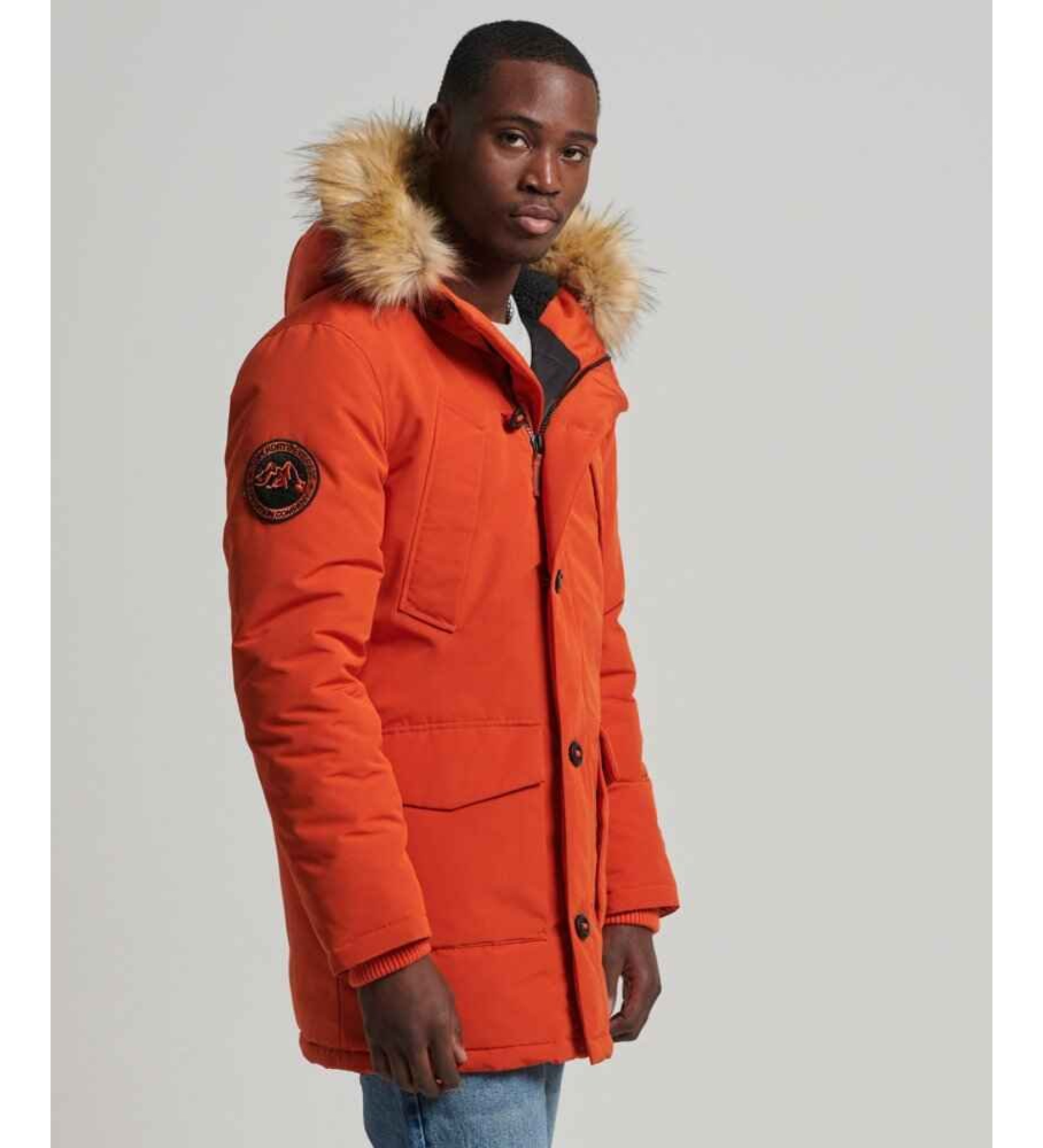 Superdry für Herren. M5011573A Kunstfell-Parka mit Kapuze Everest orange (M), Lässig, Polyester, Nachhaltig