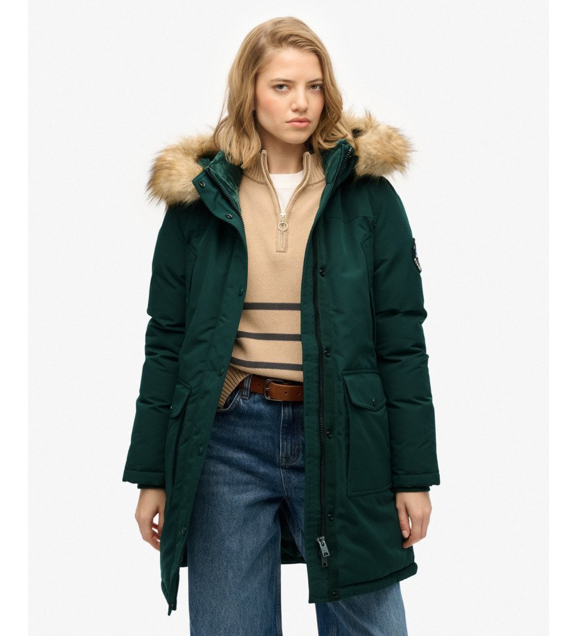 Superdry für Damen. W5011786A Everest Parka grün (S), Lässig, Recyceltes Polyester, Nachhaltig
