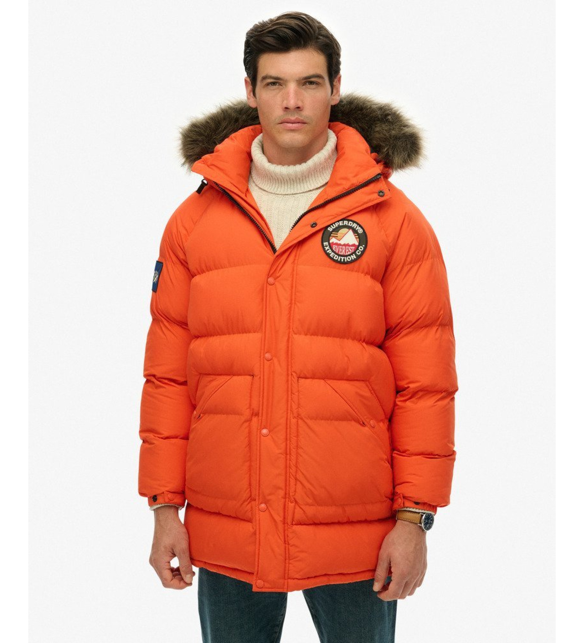 Superdry für Herren. M5012208A Parka Lang Everest Baffled orange (S), Lässig, Polyester