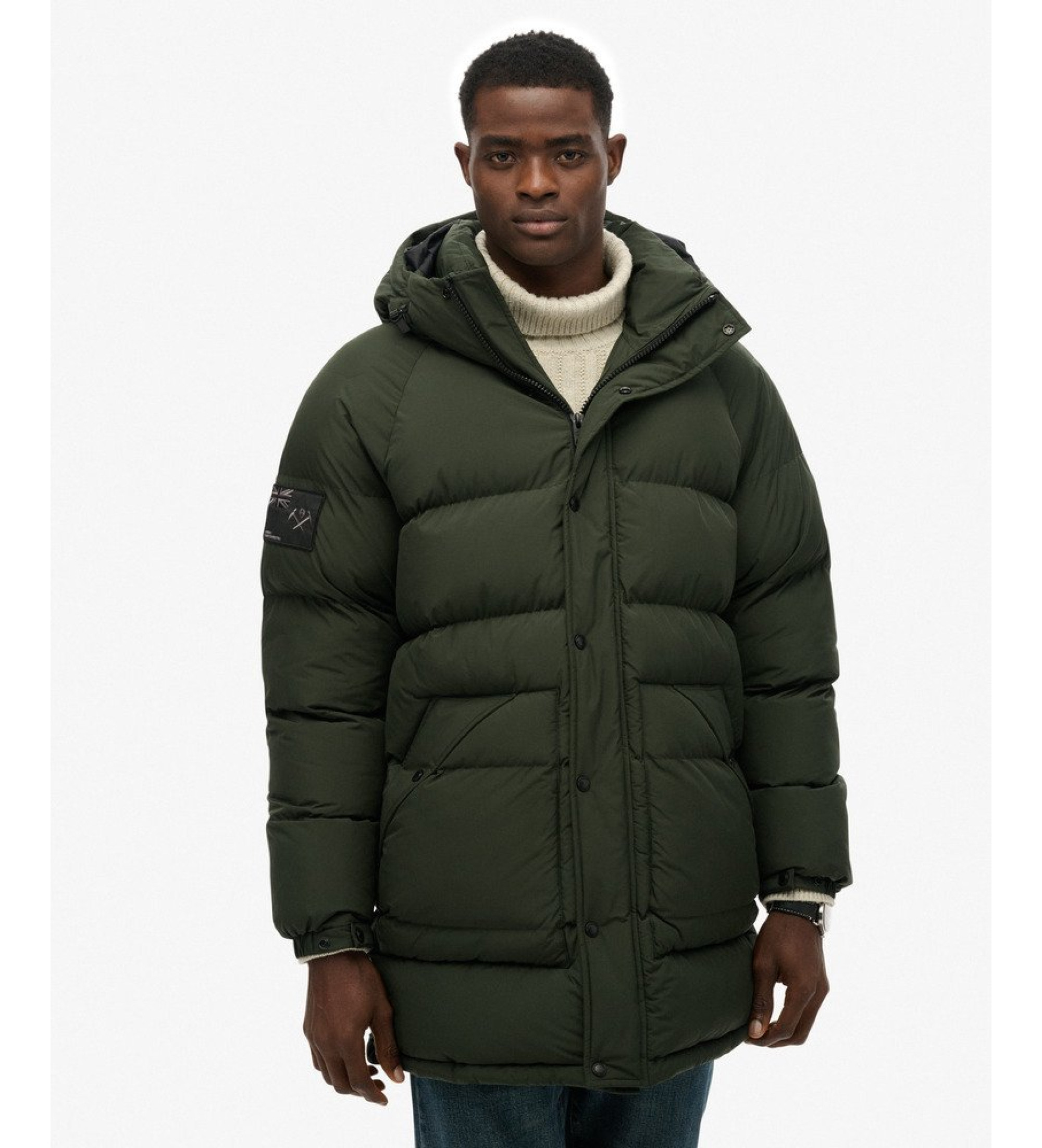 Superdry für Herren. M5012289A XPD Longline Baffle Parka navy (L), Lässig, Polyester, Marine