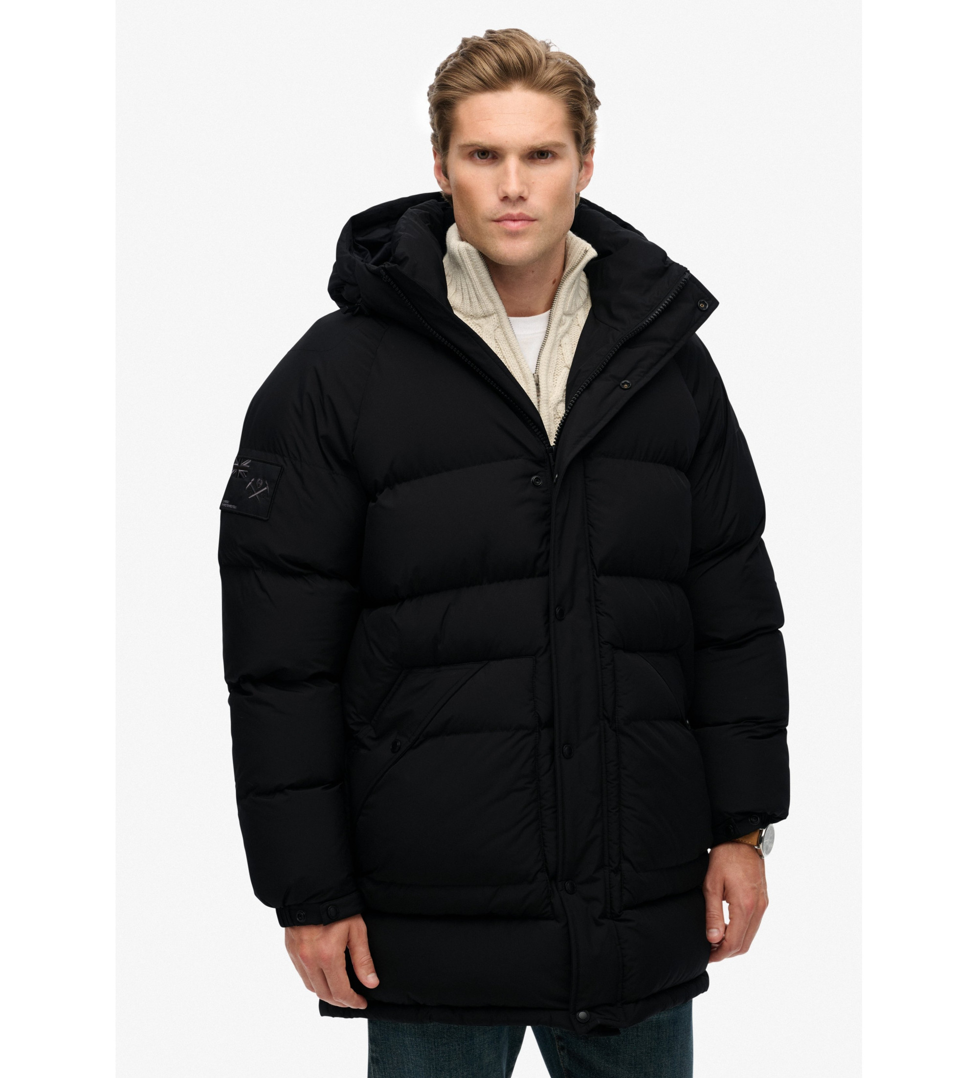 Superdry für Herren. M5012289A Parka Xpd schwarz (L), Lässig, Recyceltes Polyester, Nachhaltig