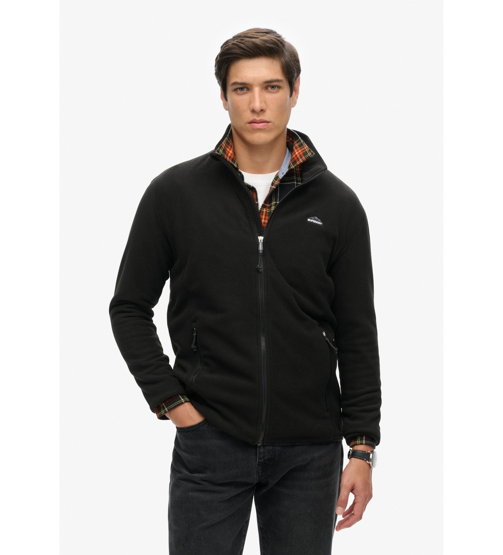 Superdry für Herren. M2014195A Fleece Full Zip Fleece schwarz (S), Lässig, Polyester