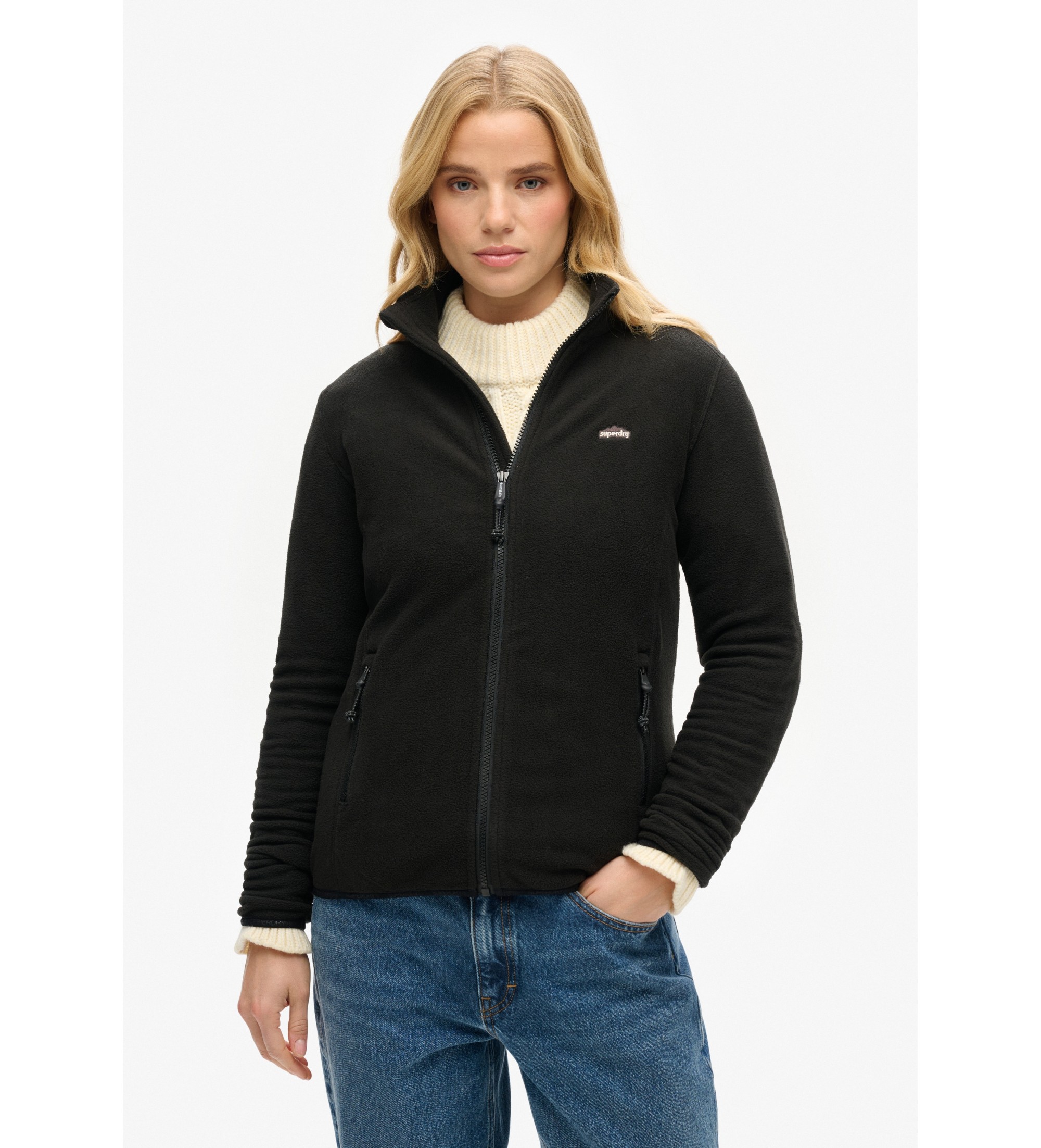 Superdry für Damen. W2012375A Vlies Vlies schwarz (XL), Lässig, Polyester