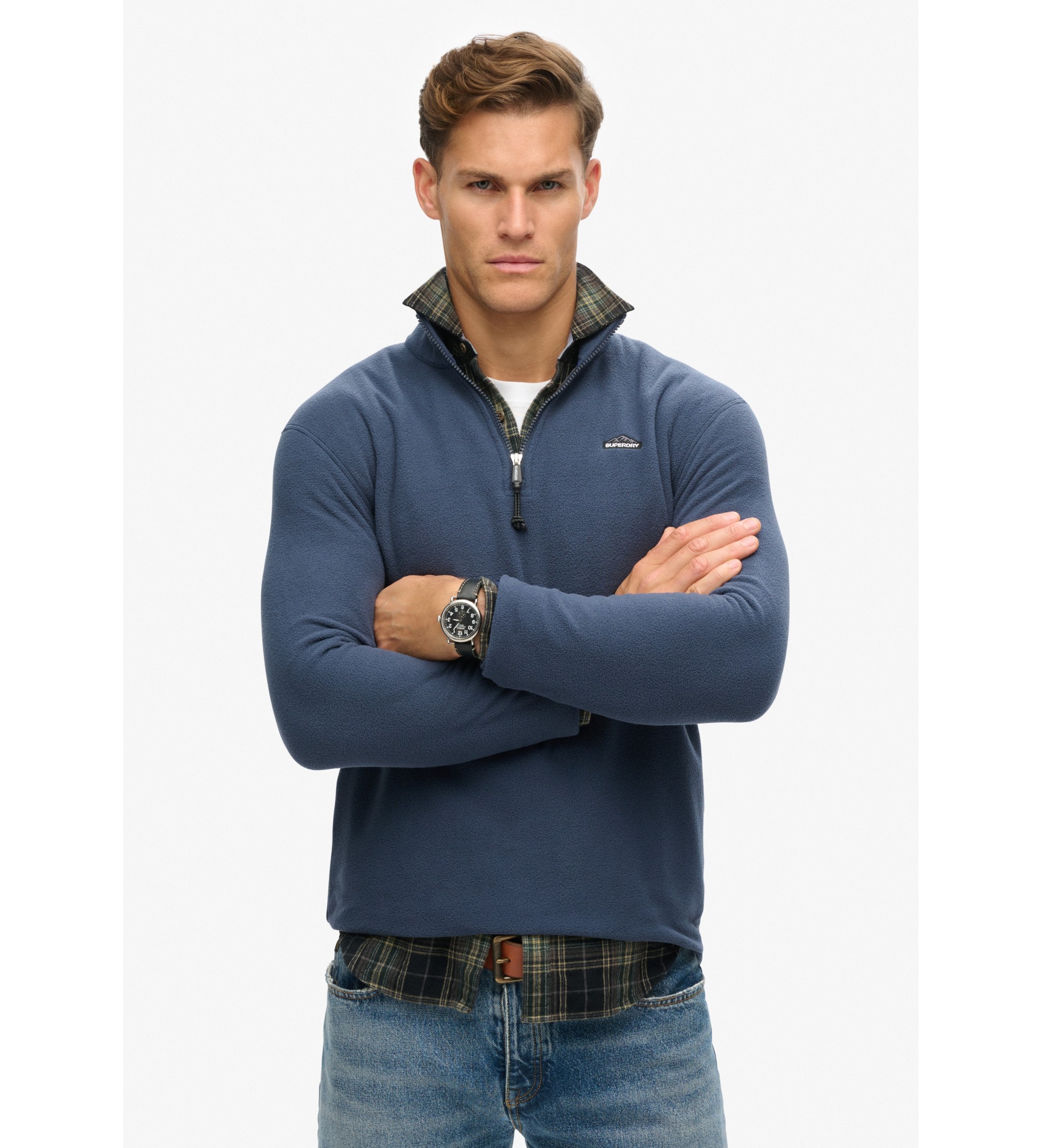 Superdry für Herren. M2014194A Fleece Vliesstoff blau (S), Lässig, Polyester