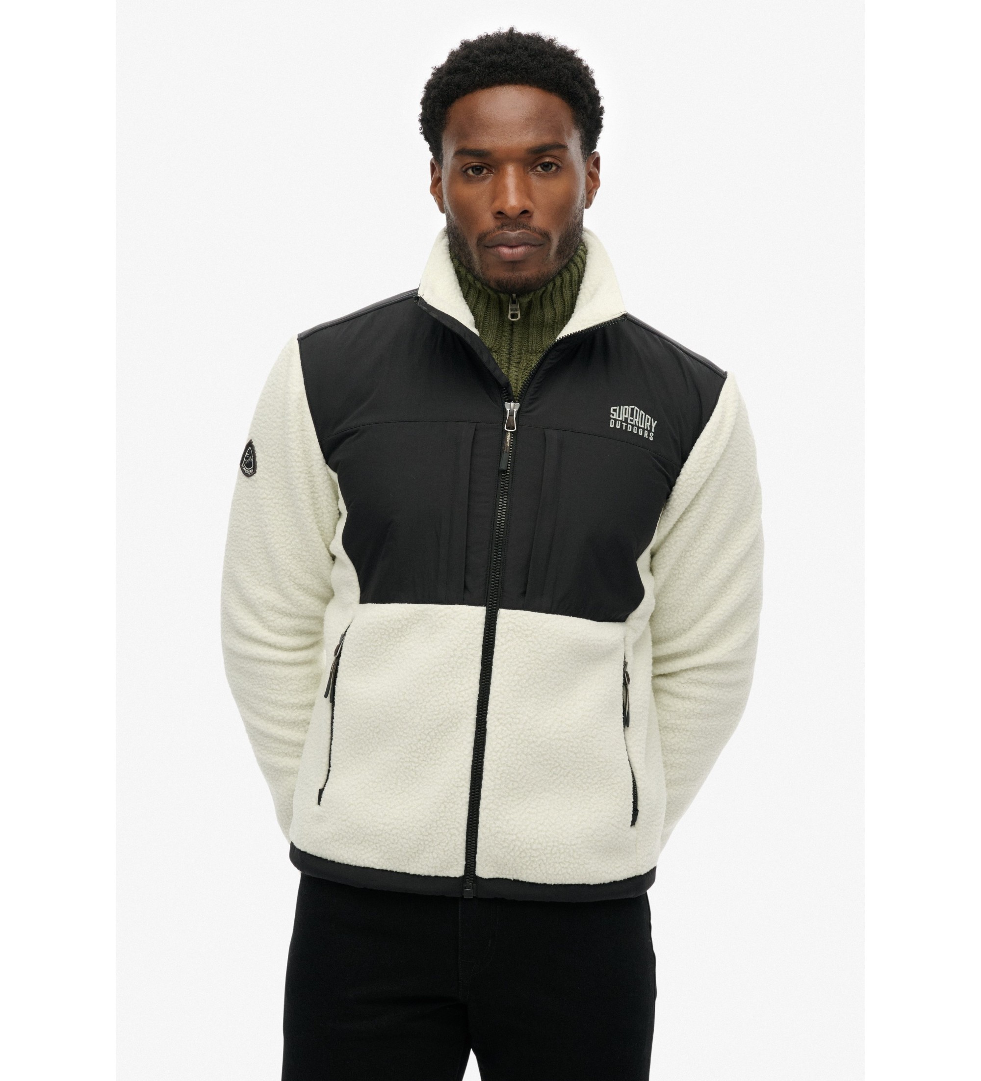 Superdry für Herren. M5012335A Fleecejacke schwarz (M), Lässig, Langarm, Recyceltes Polyester