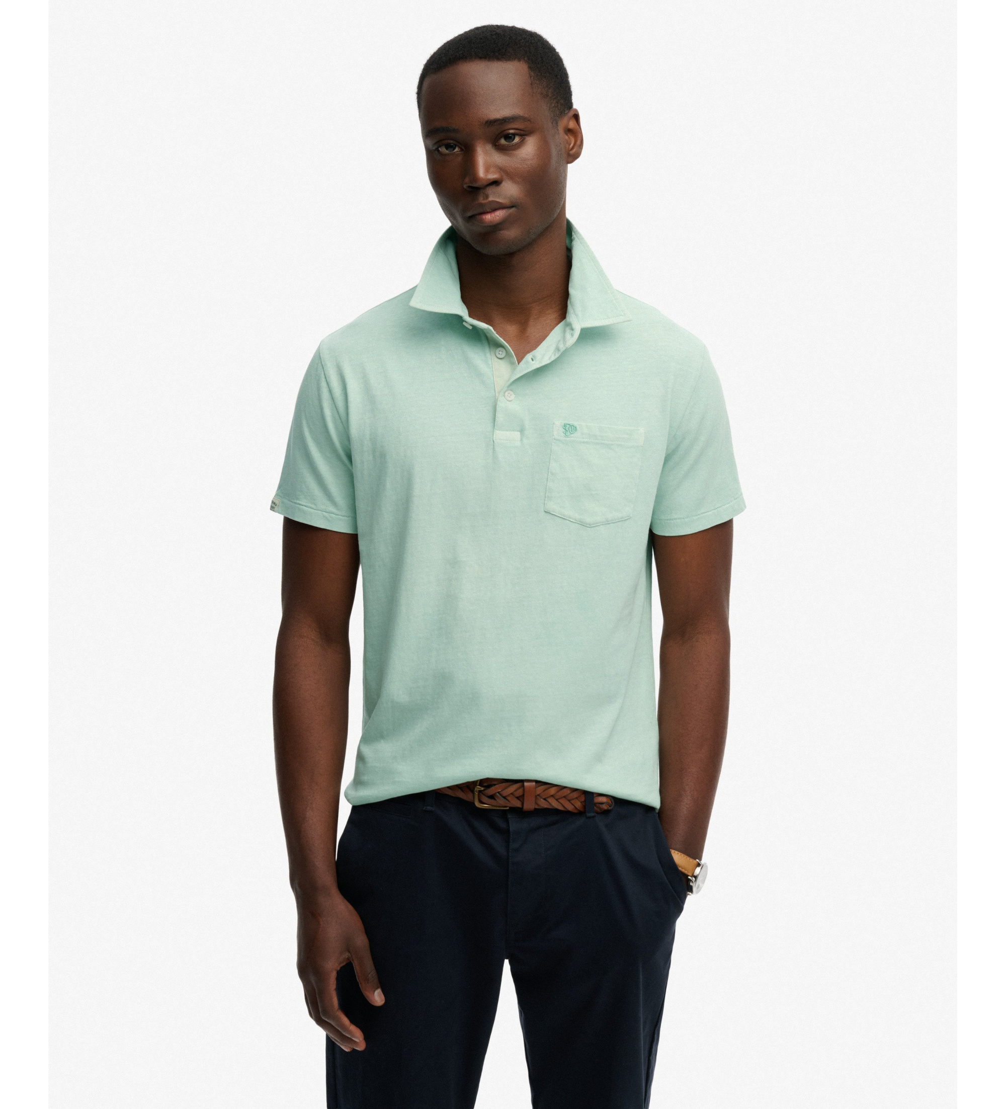 Superdry für Herren. M1110486A Polo Classic Baumwolle Leinen hellgrün (S), Lässig, Kurzarm