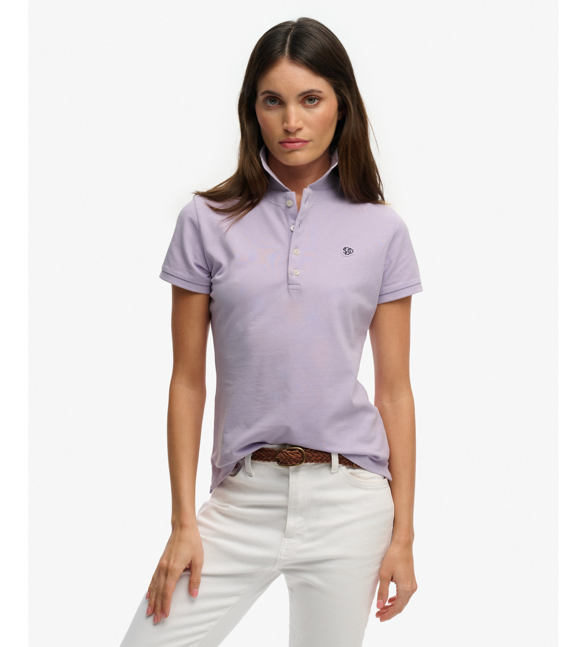 Superdry für Damen. W6012208A Heritage Slim Fit Poloshirt fliederfarben (L), Lässig, Baumwolle, Kurzarm