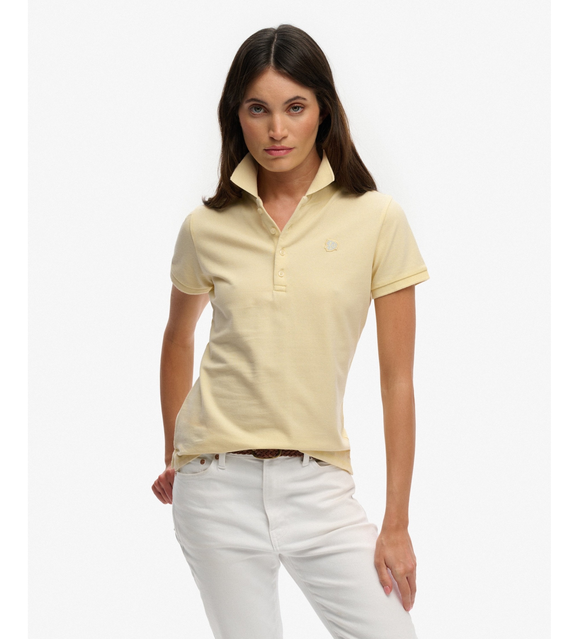 Superdry für Damen. W6012208A Polo Heritage Slim Fit gelb (M), Lässig, Baumwolle, Klassisch, Kurzarm