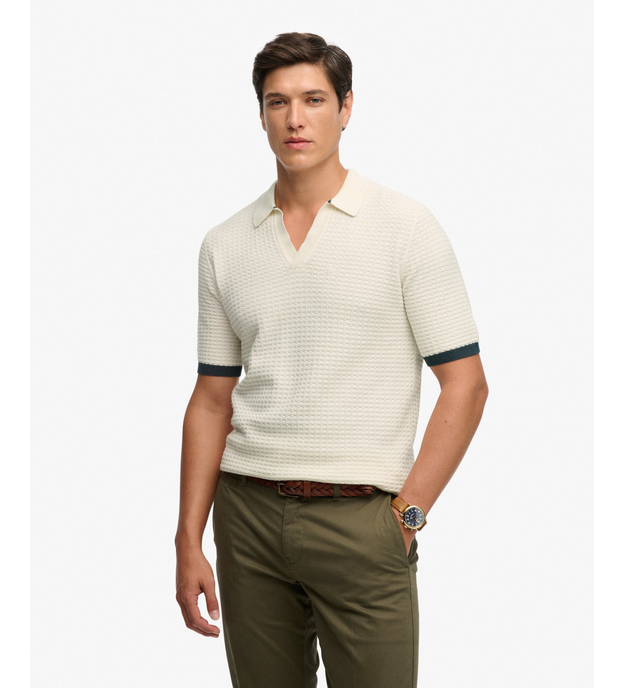 Superdry für Herren. M1110459A Polo Johnny Knitted beige (3XL), Lässig, Baumwolle, Kurzarm