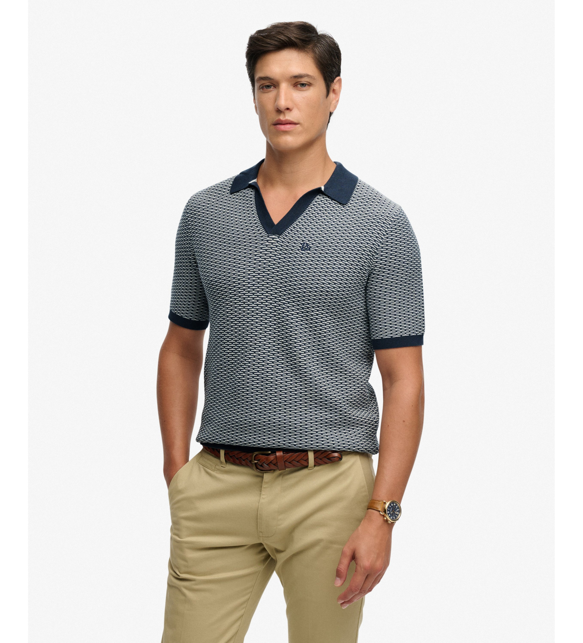 Superdry für Herren. M1110459A Polo Johnny Knitted navy (M), Lässig, Baumwolle, Kurzarm, Marine