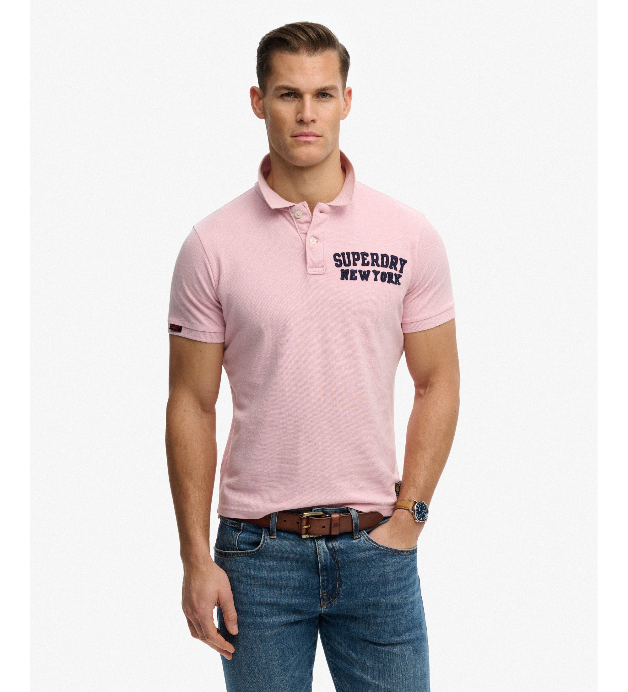 Superdry für Herren. M1110471A Polo Vintage Athletisch rosa (XL), Lässig, Baumwolle, Kurzarm