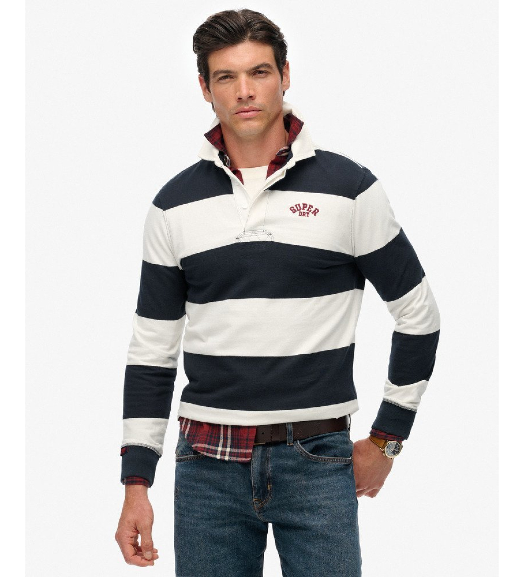 Superdry für Herren. M6010909A Vintage Rugby Poloshirt navy (S), Lässig, Baumwolle, Langarm, Marine