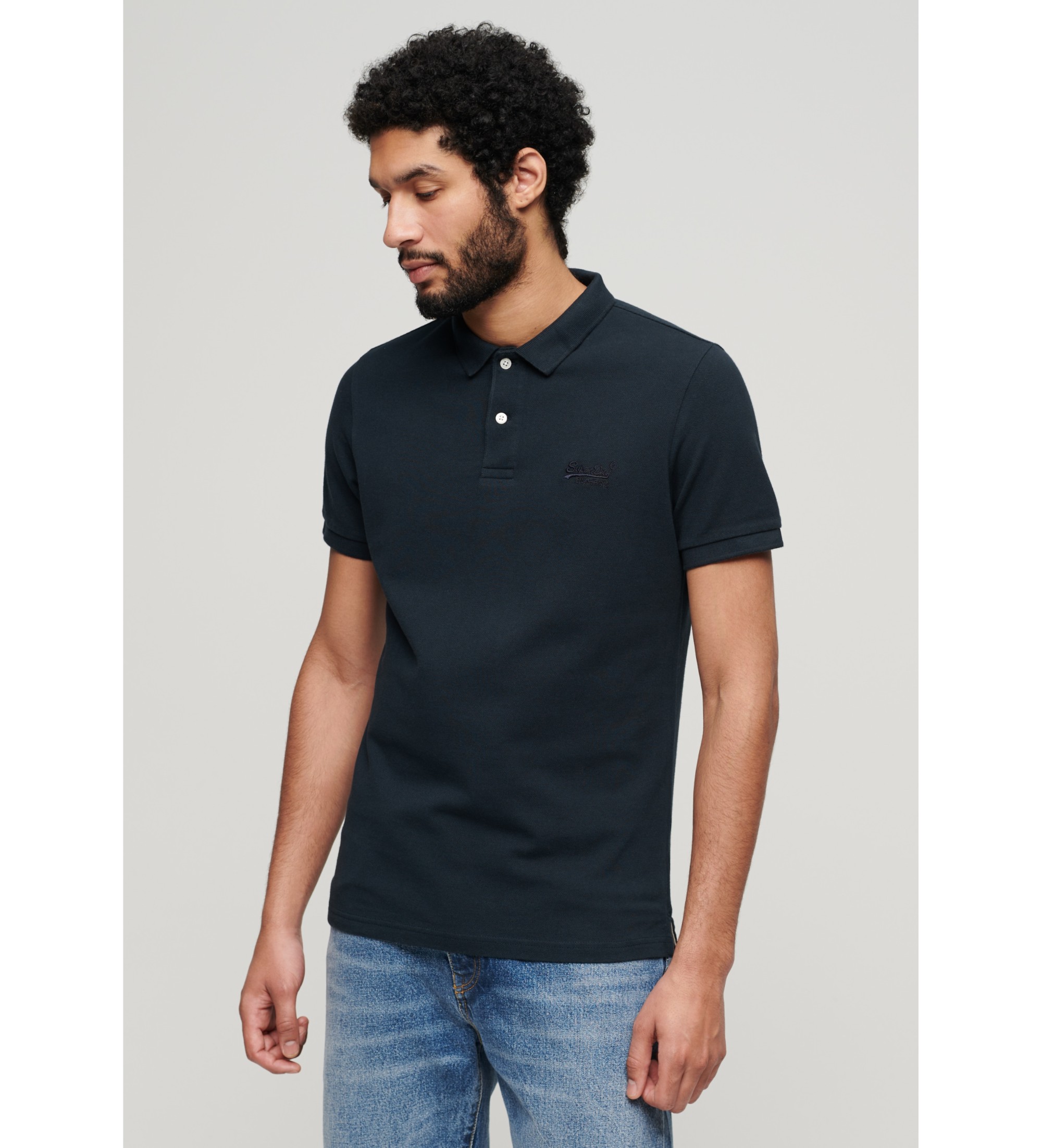 Superdry für Herren. M1110343A Klassisches marineblaues Piqué-Poloshirt (M), Lässig, Baumwolle, Kurzarm